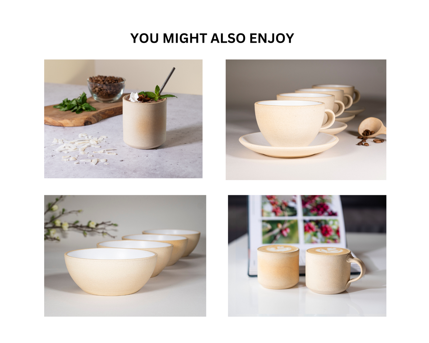 Breakfast Salad Soup Bowl White/Sandy with Trailing Stoneware Handmade