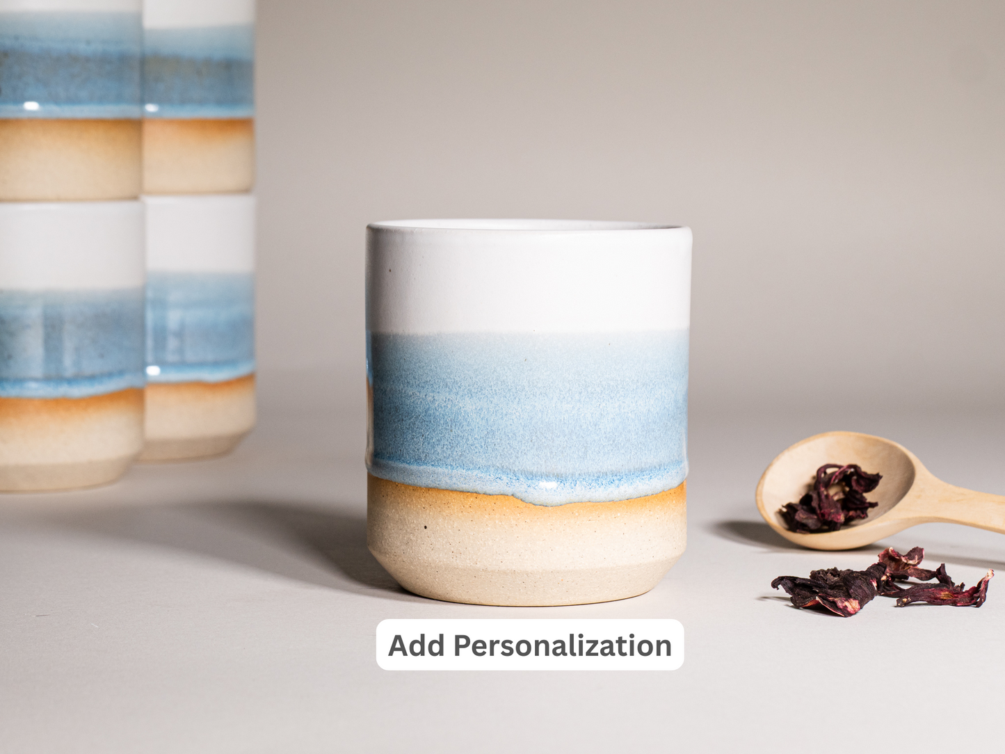 Smoothie Cup Ice Blue White 14 oz