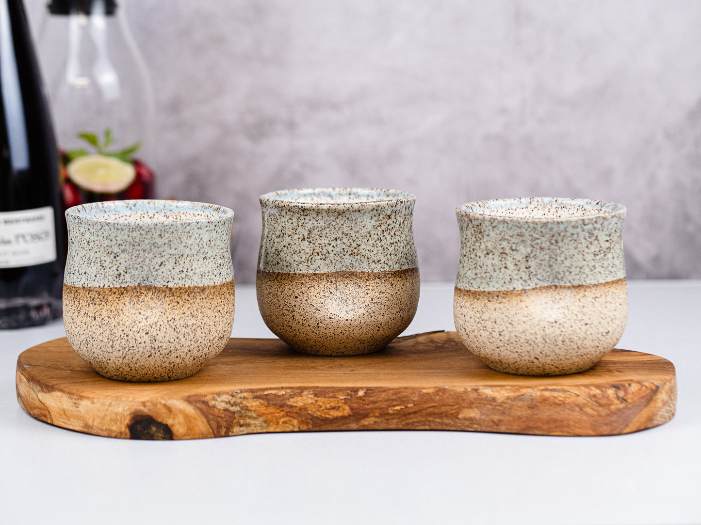Handmade Ceramic Blue-grey Speckle Wine Cup for Wine Lover Gift Idea for Cocktail Drinking Tumbler Stoneware Dinnerware Decor Ceramics