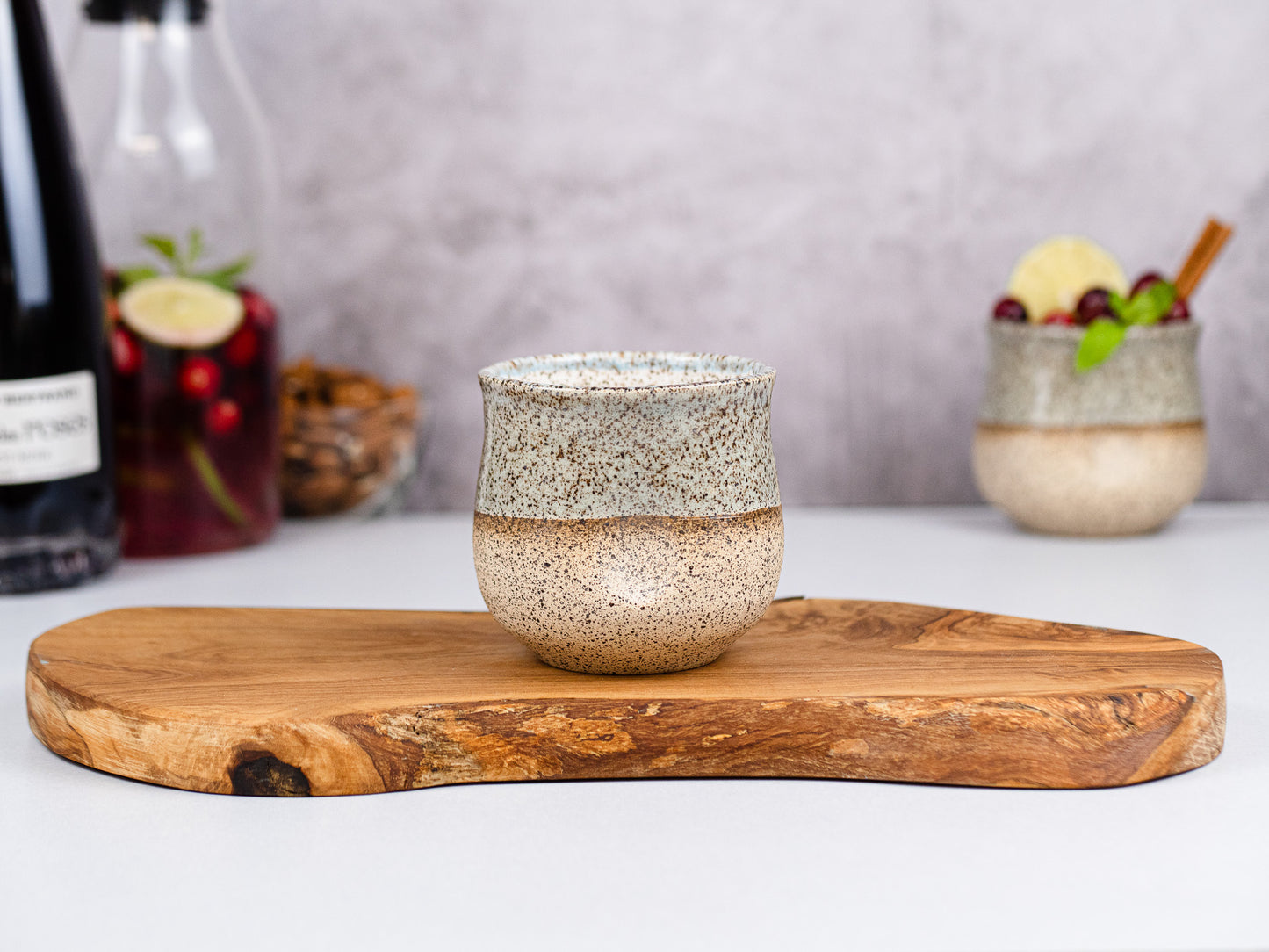 Handmade Ceramic Blue-grey Speckle Wine Cup for Wine Lover Gift Idea for Cocktail Drinking Tumbler Stoneware Dinnerware Decor Ceramics