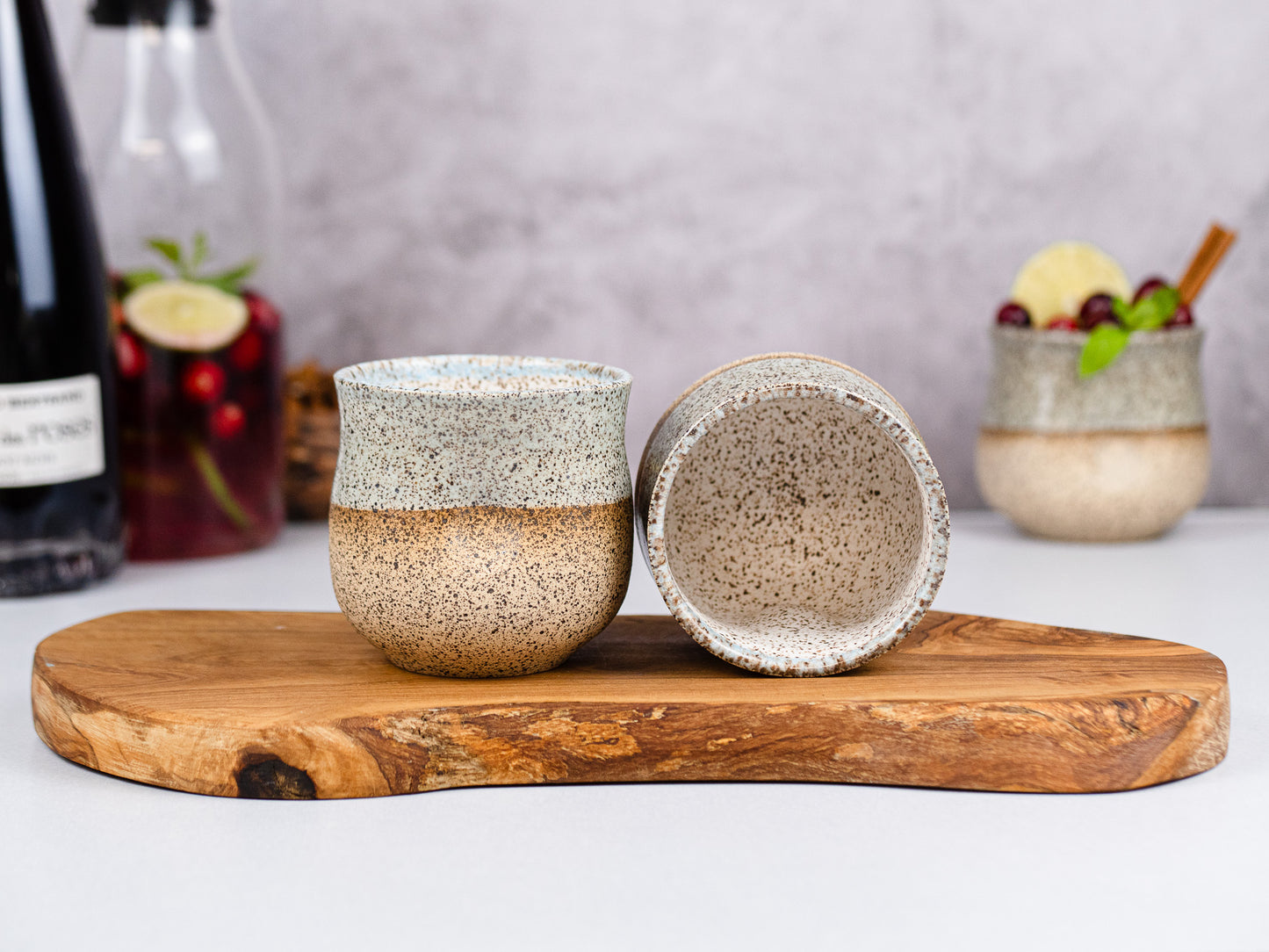 Handmade Ceramic Blue-grey Speckle Wine Cup for Wine Lover Gift Idea for Cocktail Drinking Tumbler Stoneware Dinnerware Decor Ceramics