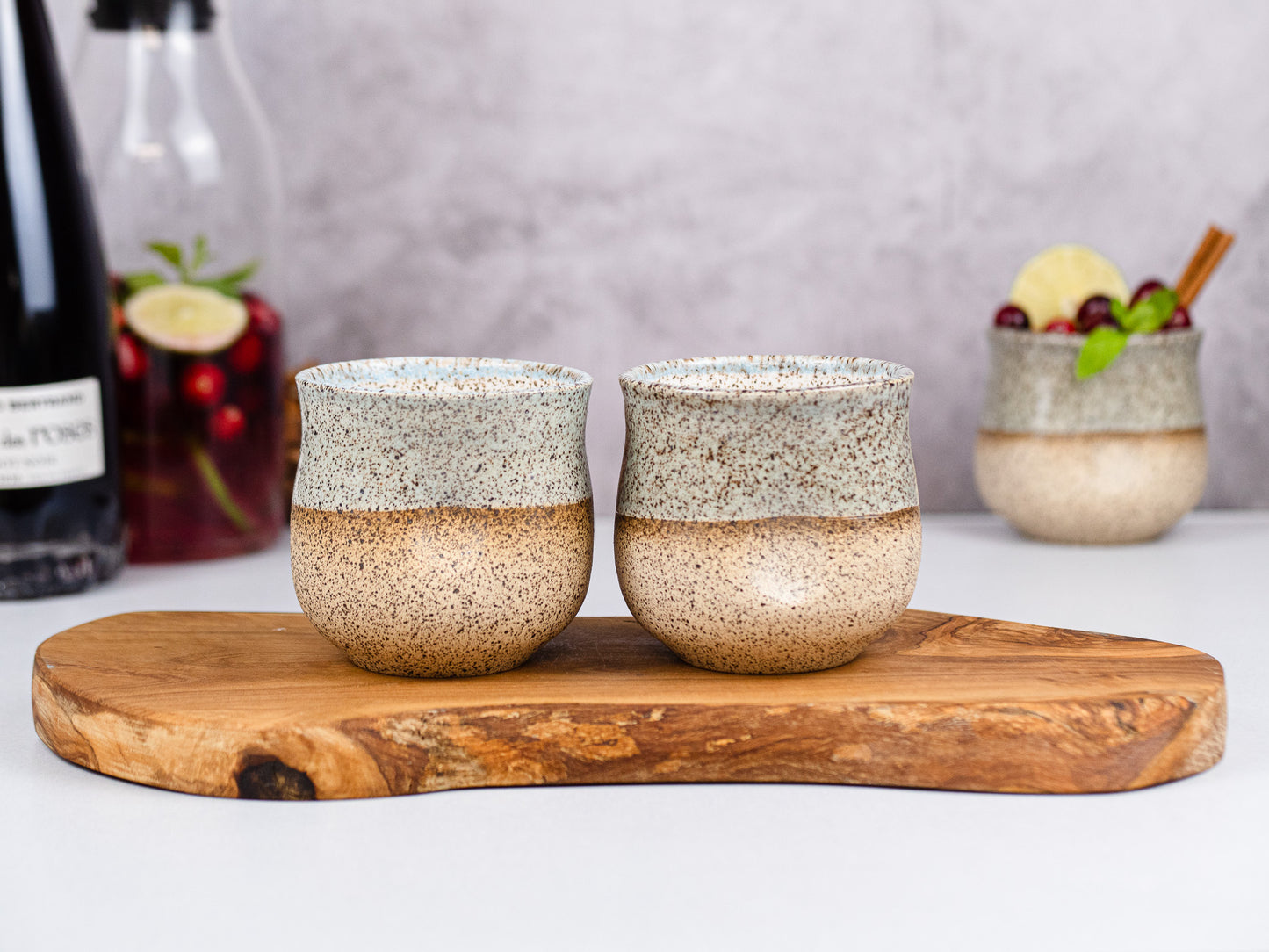 Handmade Ceramic Blue-grey Speckle Wine Cup for Wine Lover Gift Idea for Cocktail Drinking Tumbler Stoneware Dinnerware Decor Ceramics