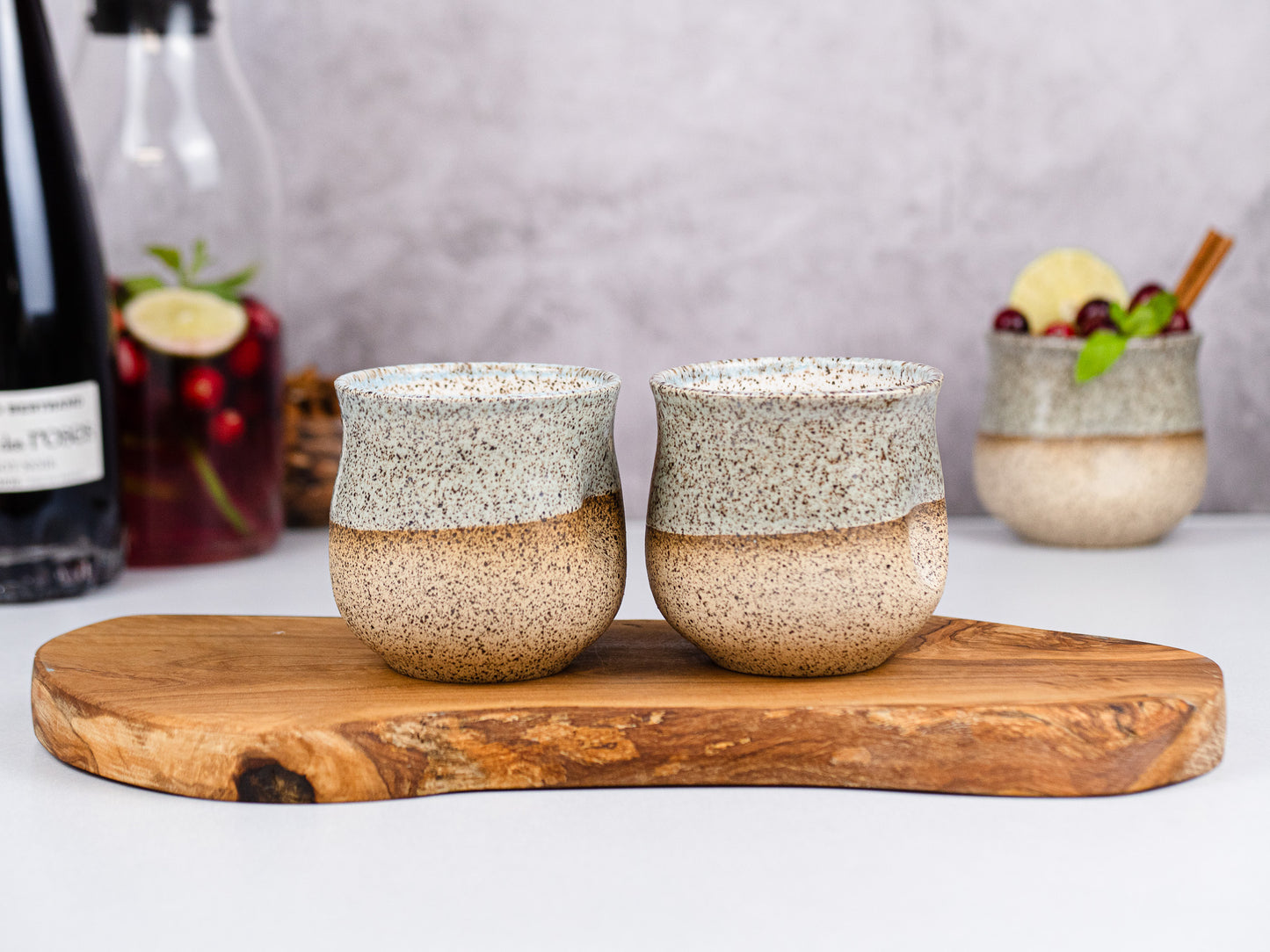 Handmade Ceramic Blue-grey Speckle Wine Cup for Wine Lover Gift Idea for Cocktail Drinking Tumbler Stoneware Dinnerware Decor Ceramics