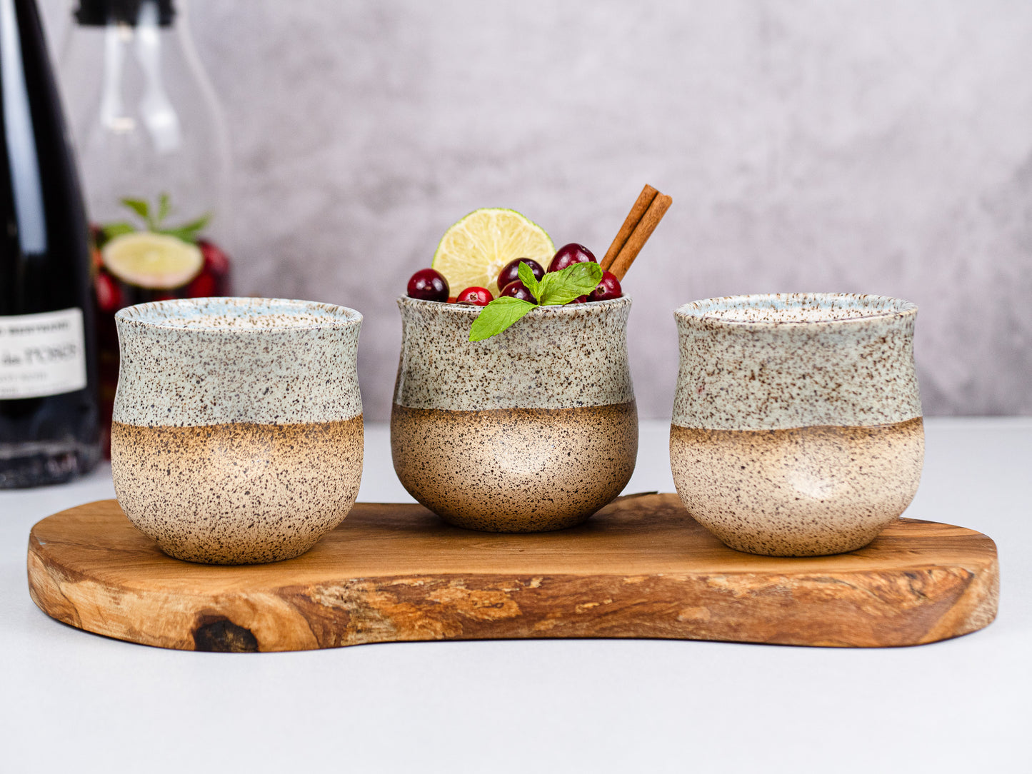 Handmade Ceramic Blue-grey Speckle Wine Cup for Wine Lover Gift Idea for Cocktail Drinking Tumbler Stoneware Dinnerware Decor Ceramics