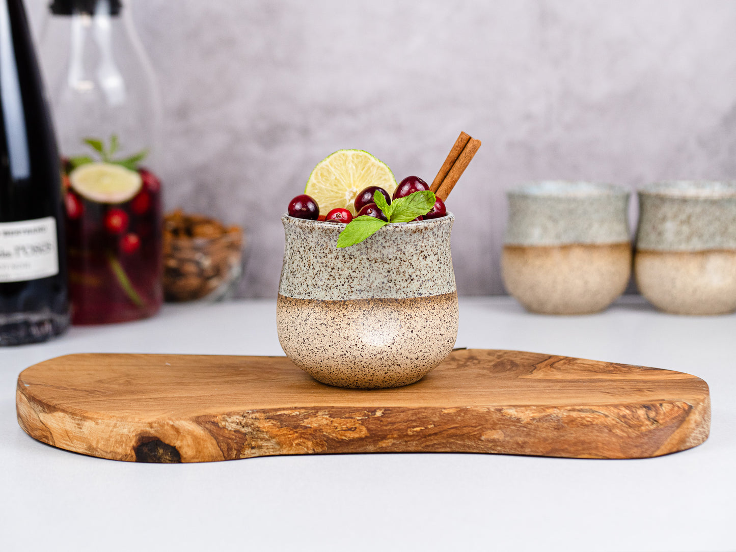 Handmade Ceramic Blue-grey Speckle Wine Cup for Wine Lover Gift Idea for Cocktail Drinking Tumbler Stoneware Dinnerware Decor Ceramics
