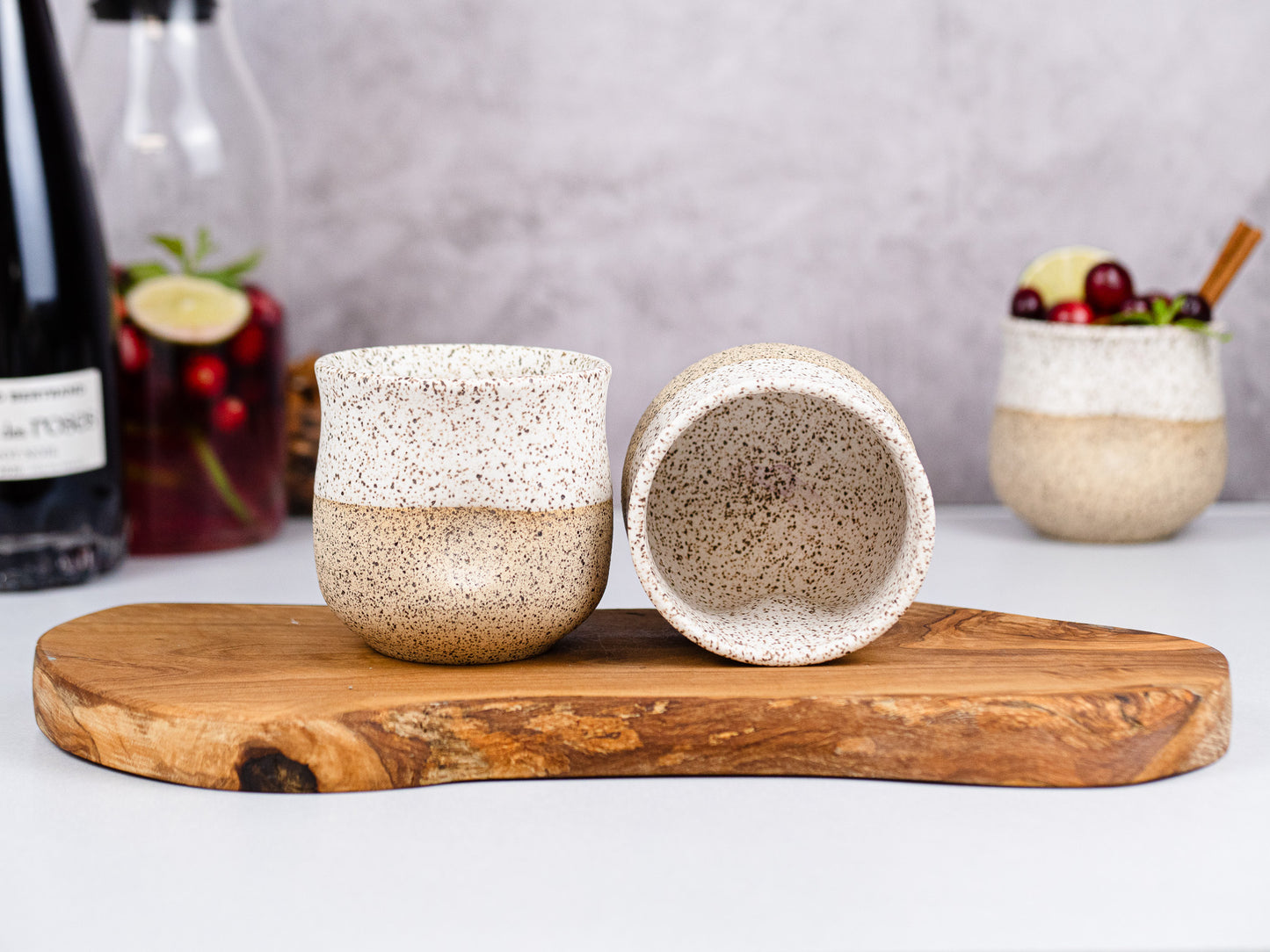 Handmade Ceramic White Speckle Wine Cup for Wine Lover Gift Idea for Cocktail Drinking Tumbler Stoneware Dinnerware Decor Ceramics