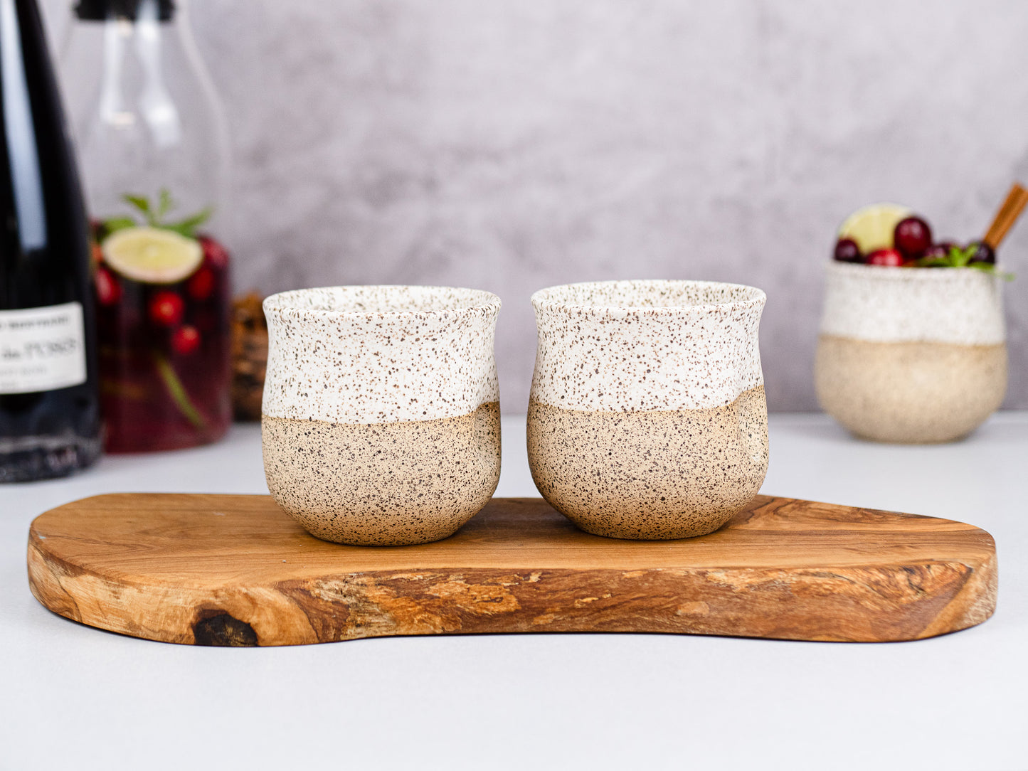 Handmade Ceramic White Speckle Wine Cup for Wine Lover Gift Idea for Cocktail Drinking Tumbler Stoneware Dinnerware Decor Ceramics