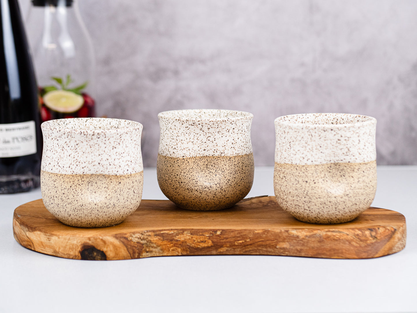 Handmade Ceramic White Speckle Wine Cup for Wine Lover Gift Idea for Cocktail Drinking Tumbler Stoneware Dinnerware Decor Ceramics