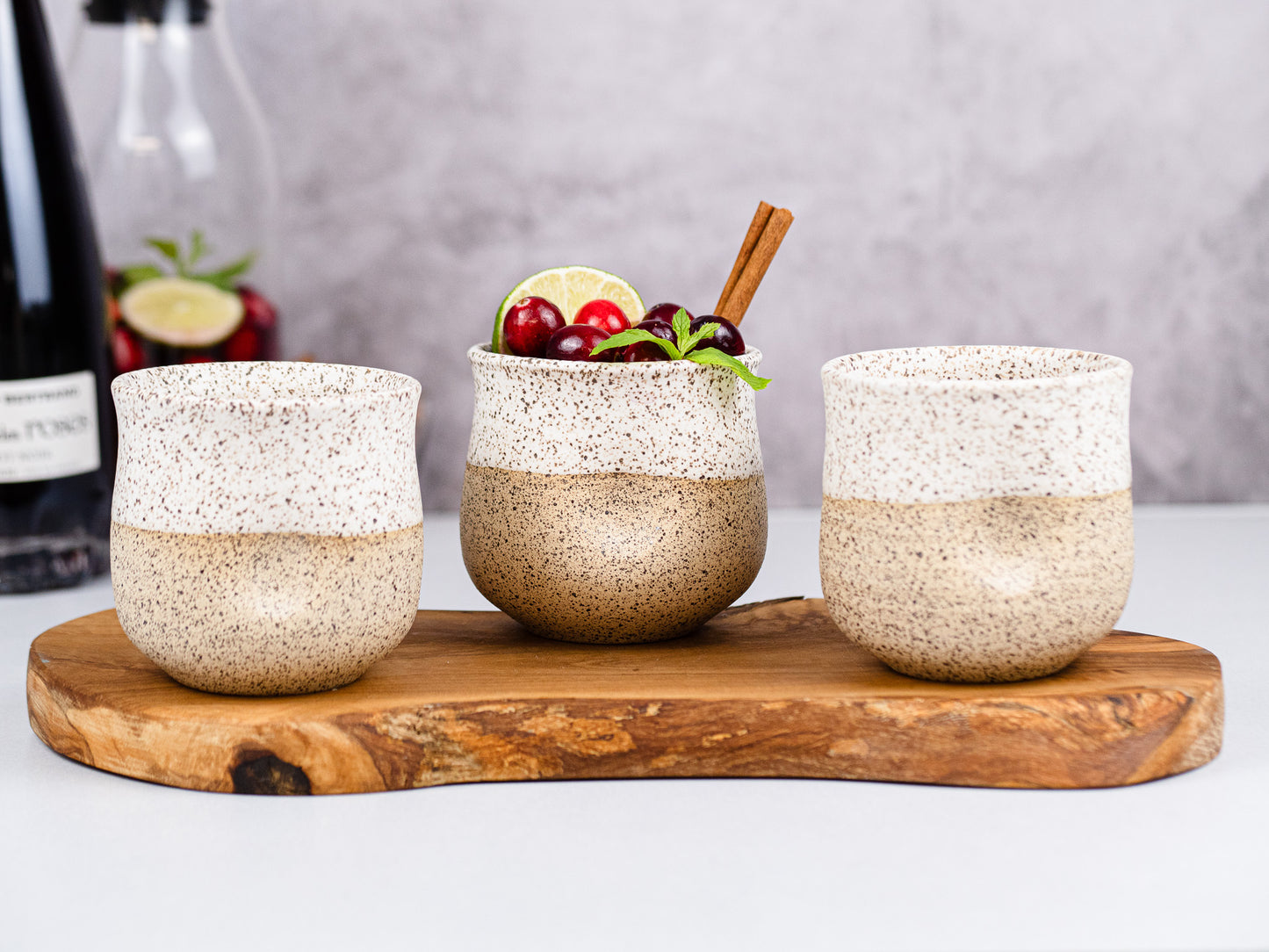 Handmade Ceramic White Speckle Wine Cup for Wine Lover Gift Idea for Cocktail Drinking Tumbler Stoneware Dinnerware Decor Ceramics