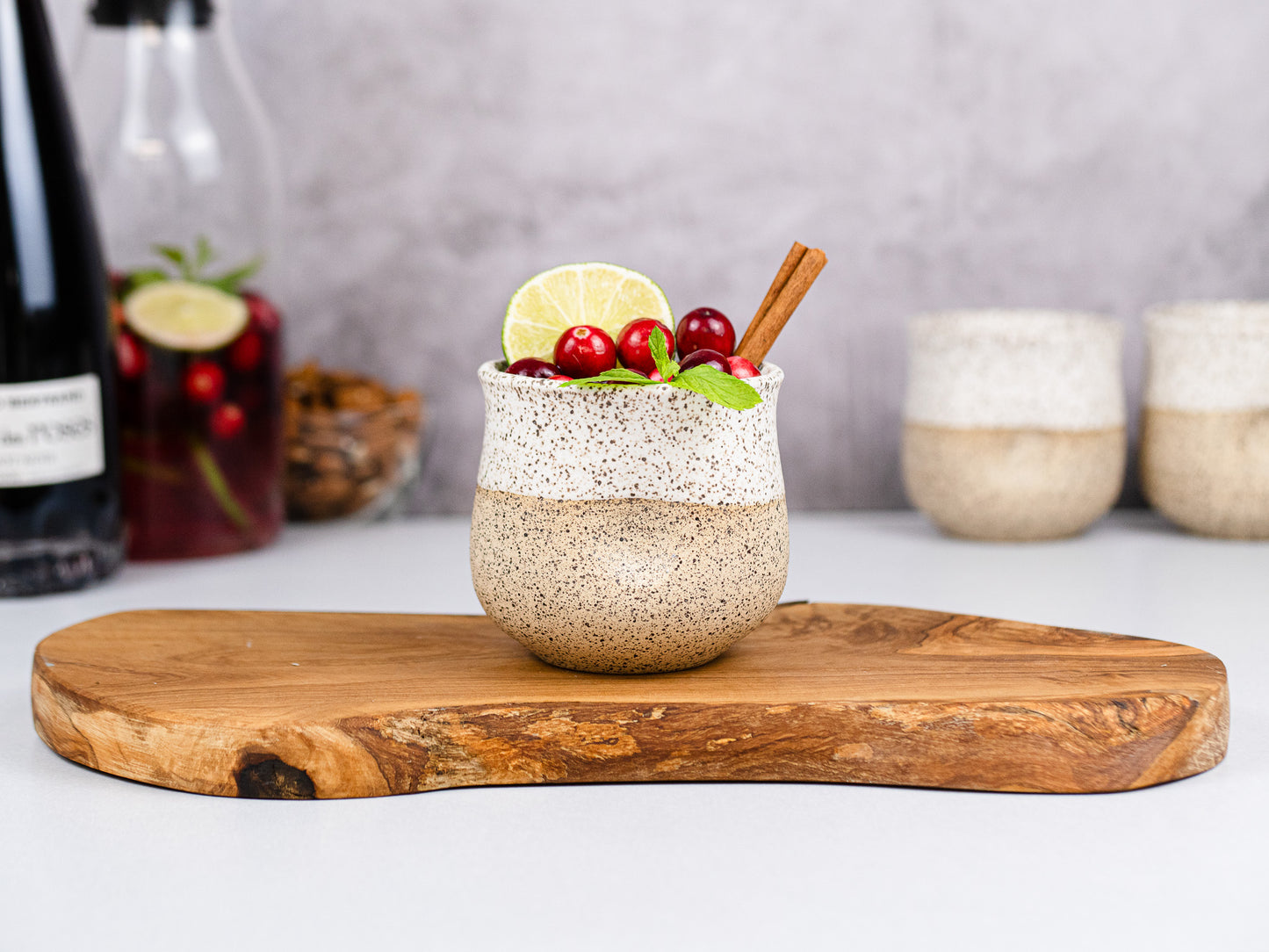 Handmade Ceramic White Speckle Wine Cup for Wine Lover Gift Idea for Cocktail Drinking Tumbler Stoneware Dinnerware Decor Ceramics