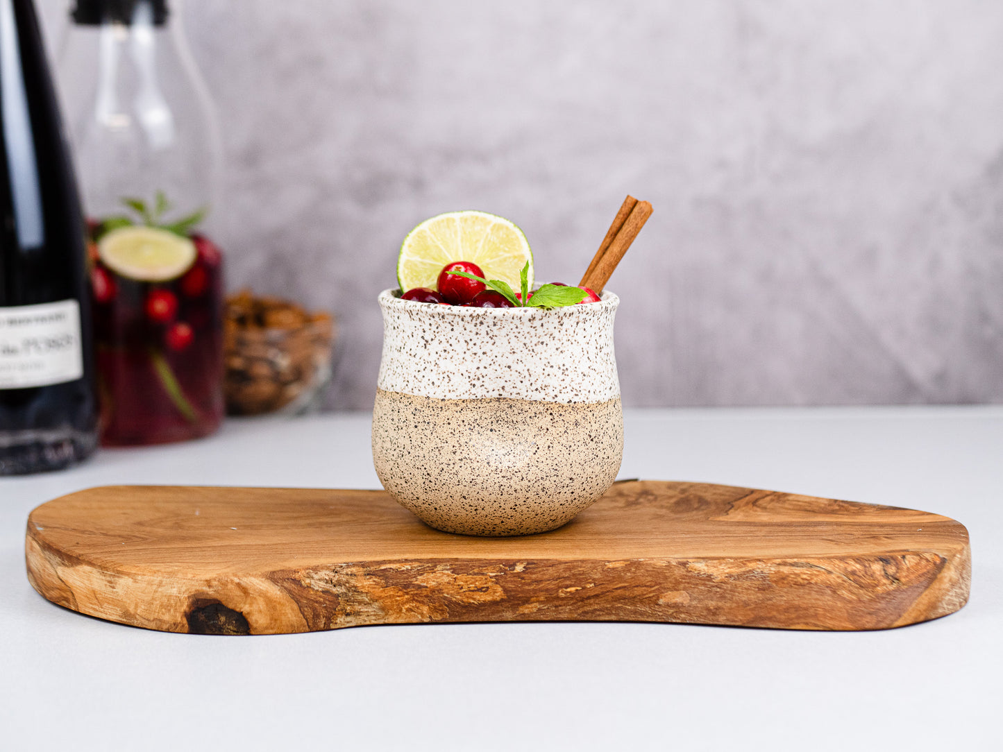 Handmade Ceramic White Speckle Wine Cup for Wine Lover Gift Idea for Cocktail Drinking Tumbler Stoneware Dinnerware Decor Ceramics