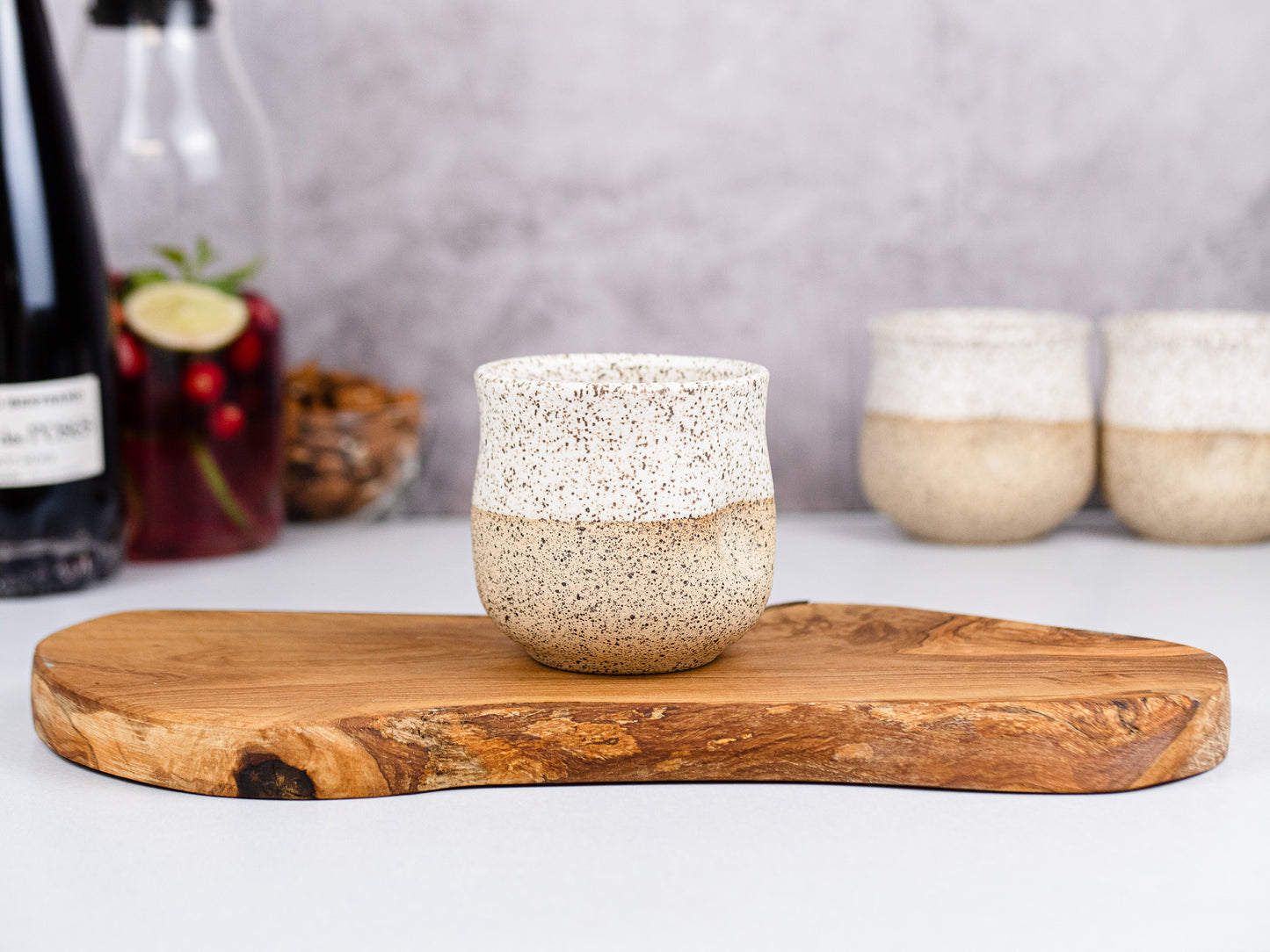 Handmade Ceramic White Speckle Wine Cup for Wine Lover Gift Idea for Cocktail Drinking Tumbler Stoneware Dinnerware Decor Ceramics