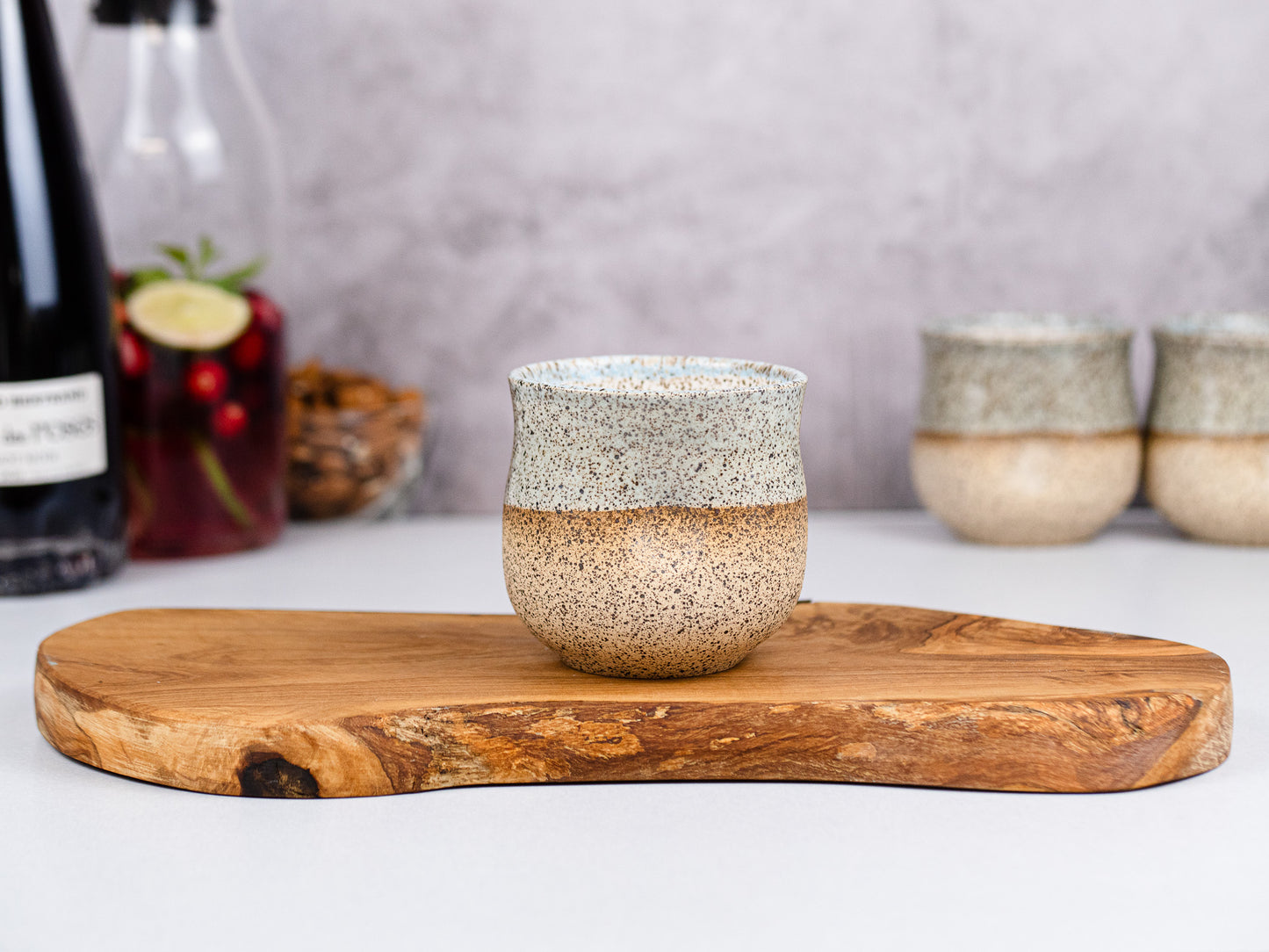 Handmade Ceramic Blue-grey Speckle Wine Cup for Wine Lover Gift Idea for Cocktail Drinking Tumbler Stoneware Dinnerware Decor Ceramics