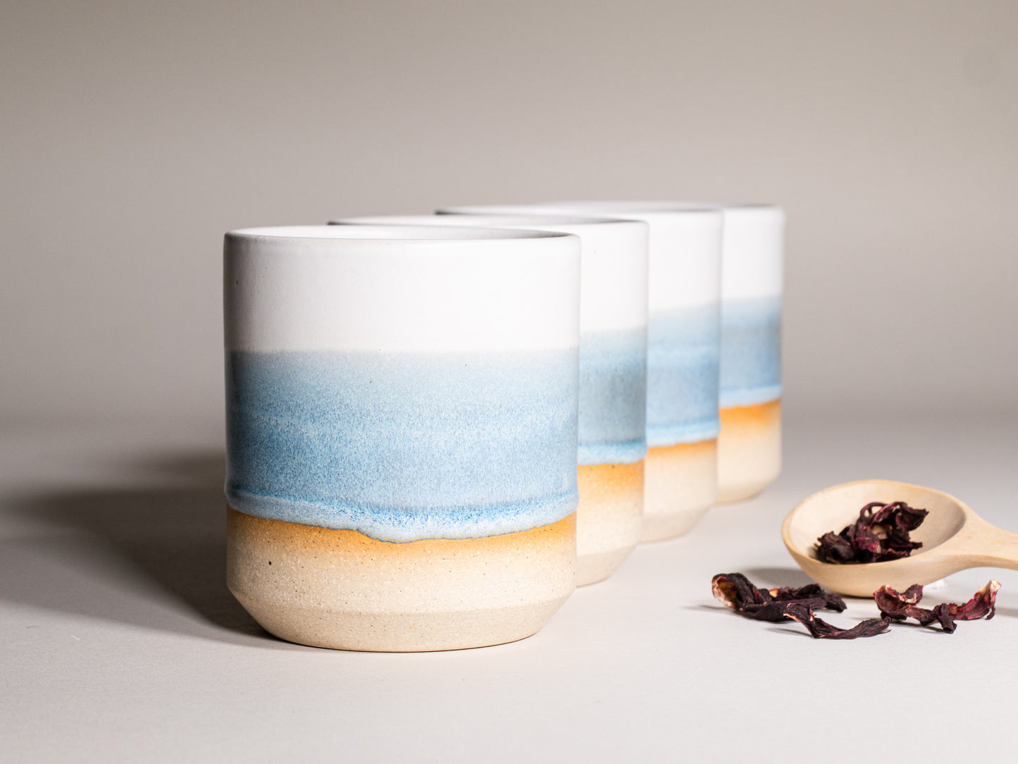 Smoothie Cup Ice Blue White 14 oz