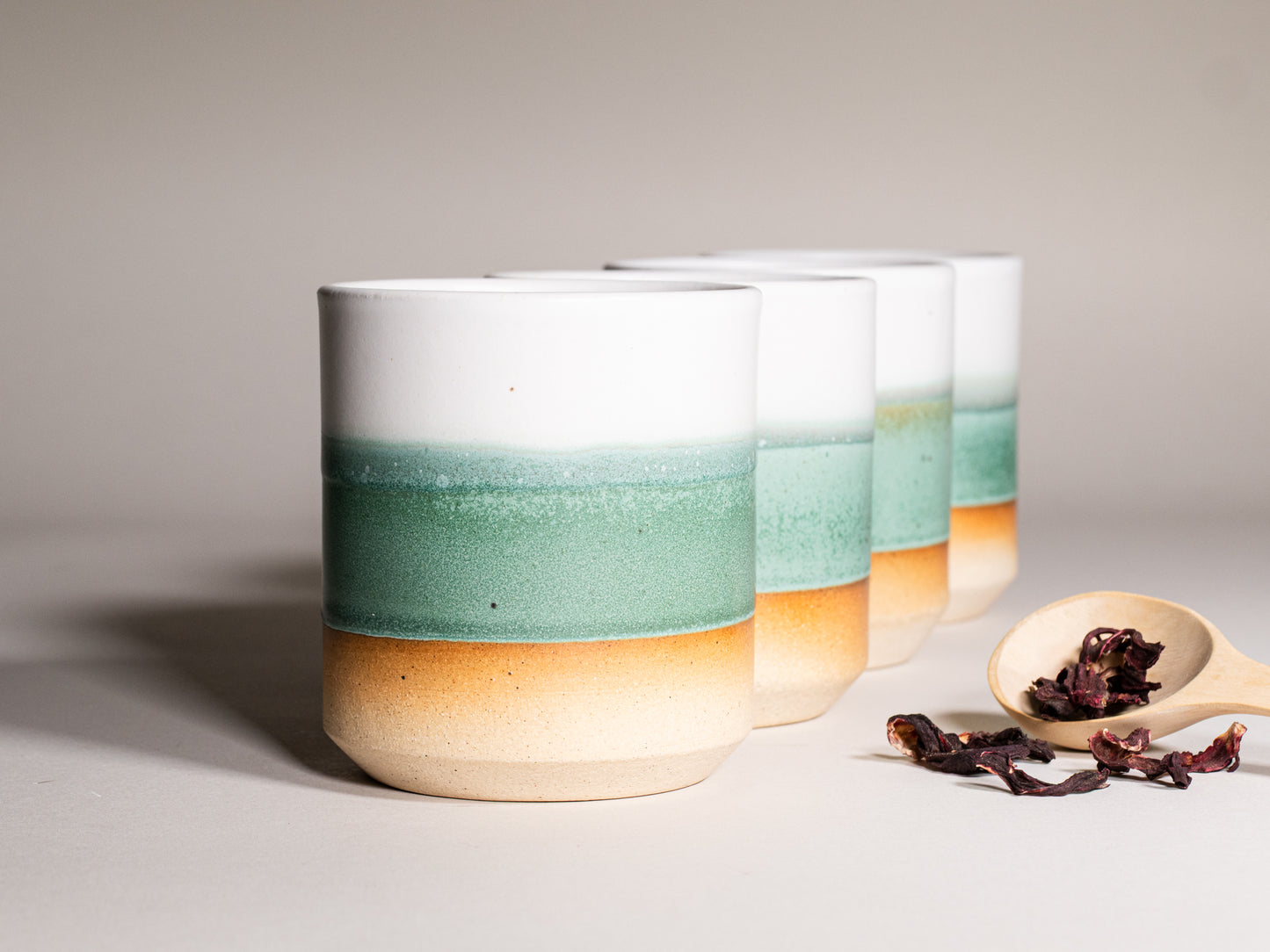 Smoothie Cup Green White 14 oz
