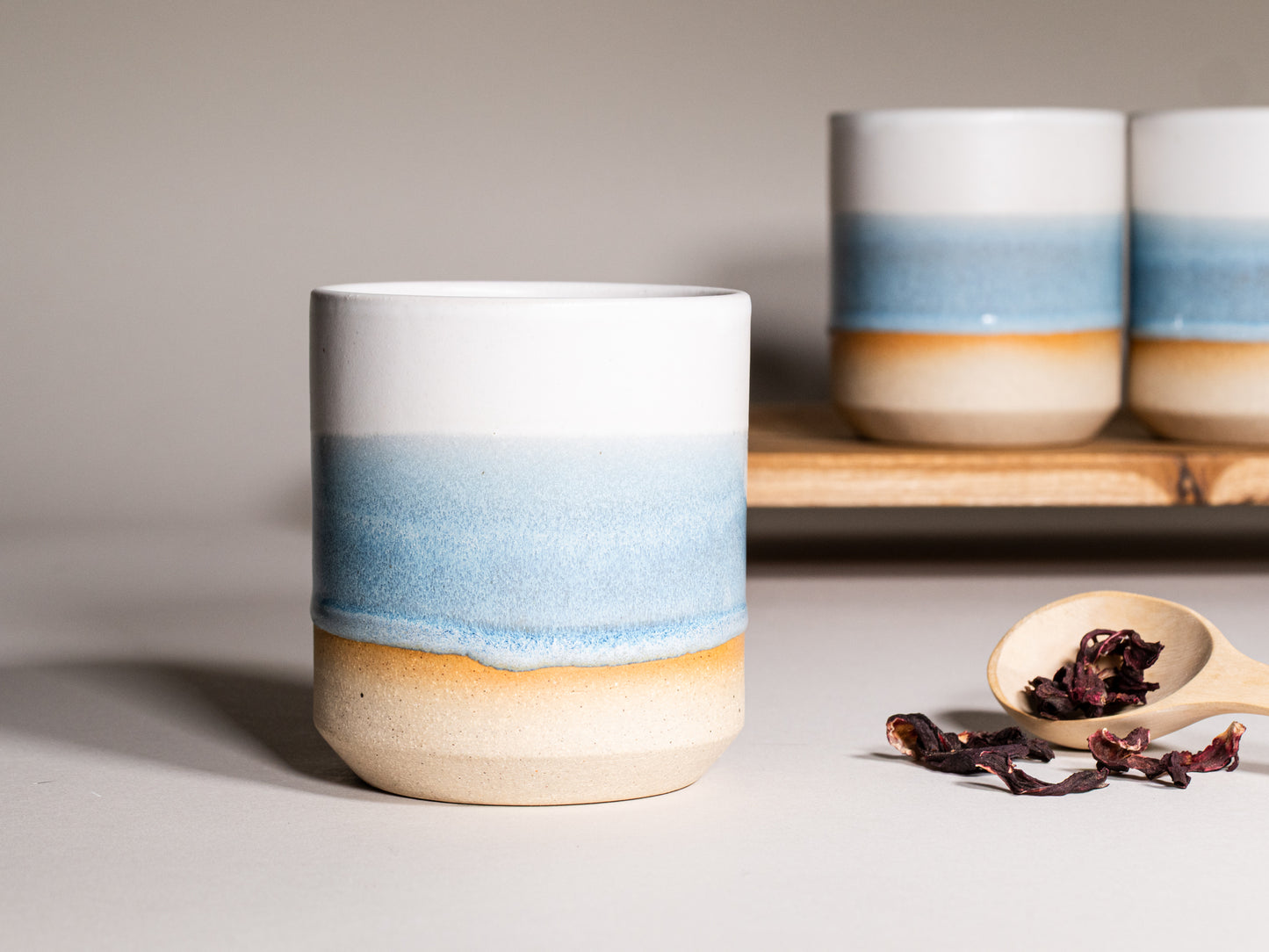 Smoothie Cup Ice Blue White 14 oz