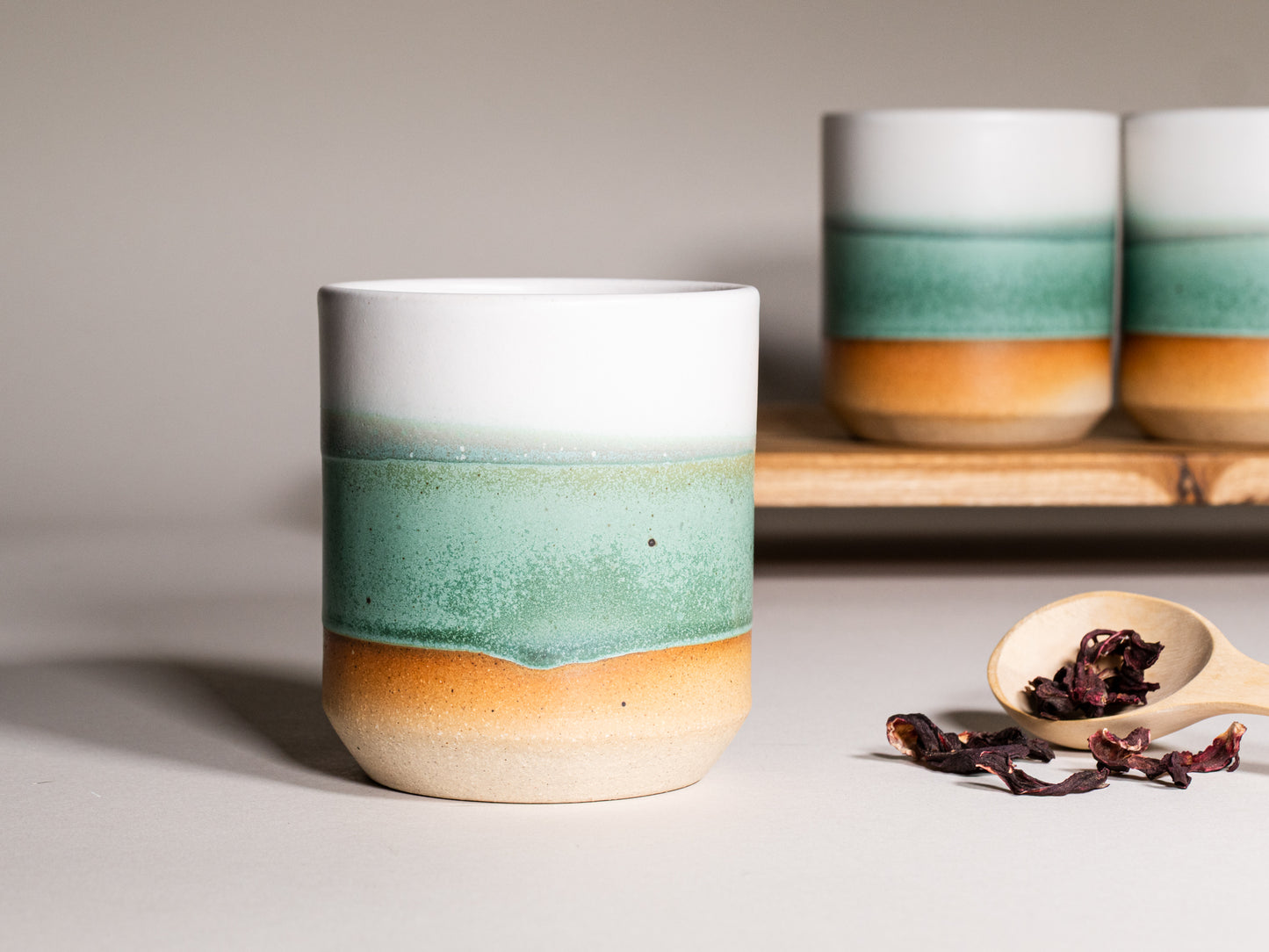 Smoothie Cup Green White 14 oz