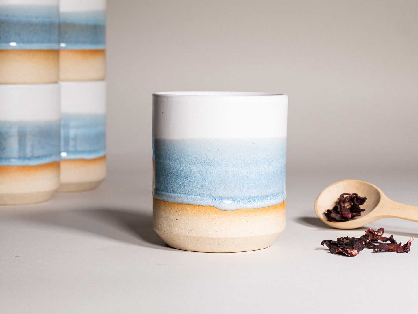 Smoothie Cup Ice Blue White 14 oz