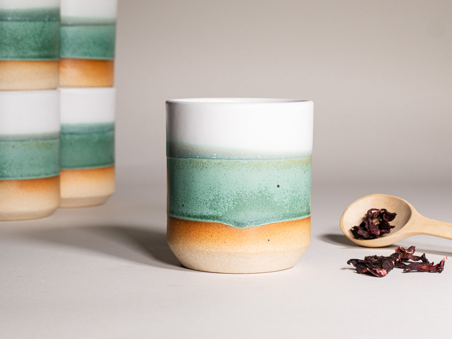 Smoothie Cup Green White 14 oz