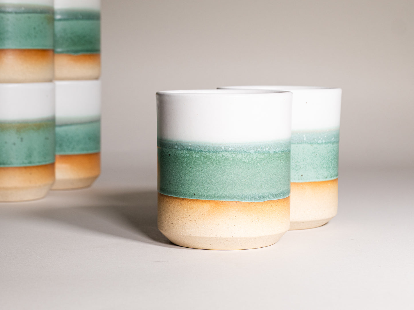 Smoothie Cup Green White 14 oz