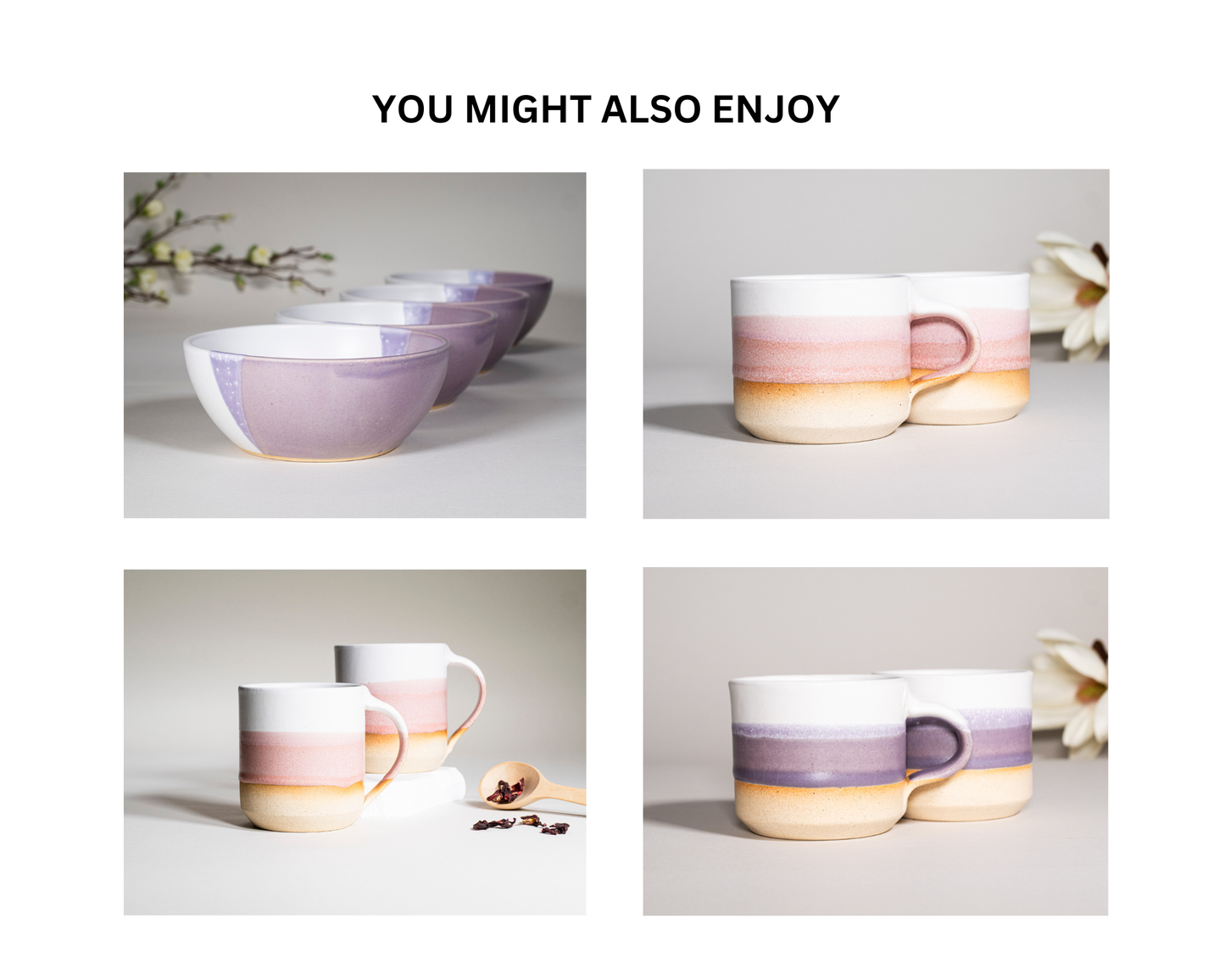 Smoothie Cup Pink White 14 oz Stoneware