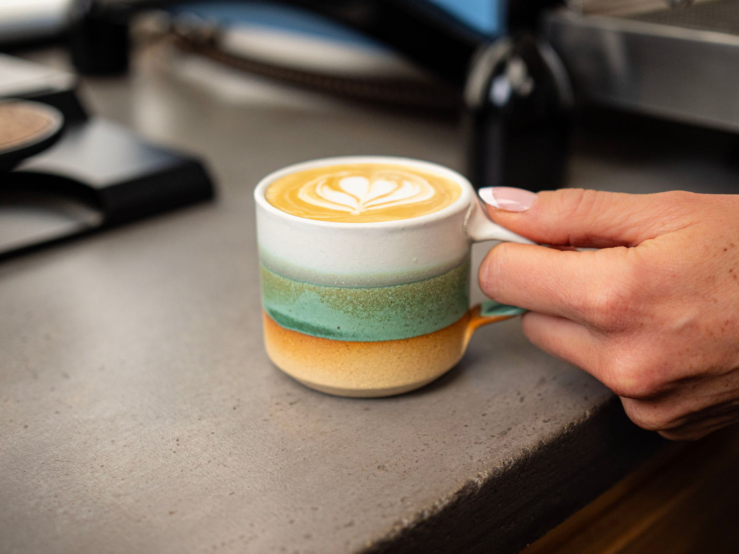 Espresso/Cortado Cup Green White 5.5 oz