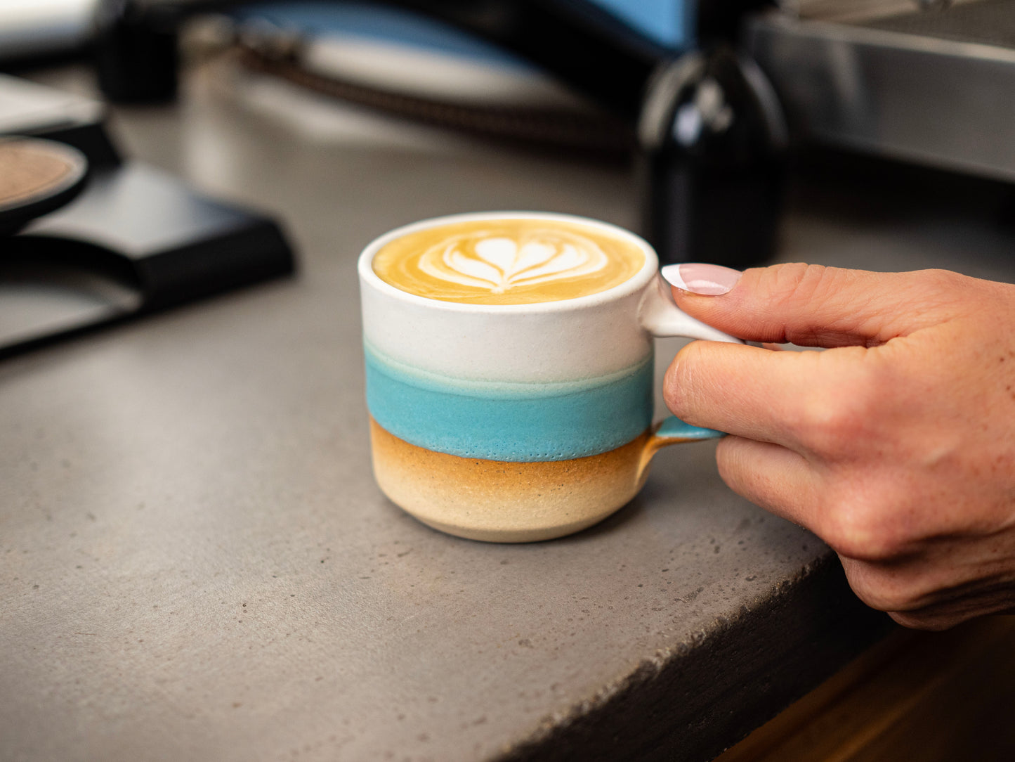Espresso/Cortado Cup Turquoise White 5.5 oz