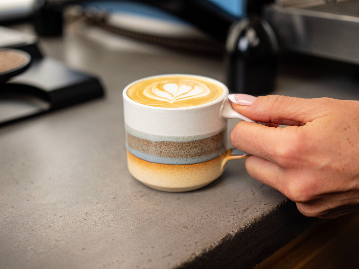 Espresso/Cortado Cup Brown-Blue White 5.5 oz