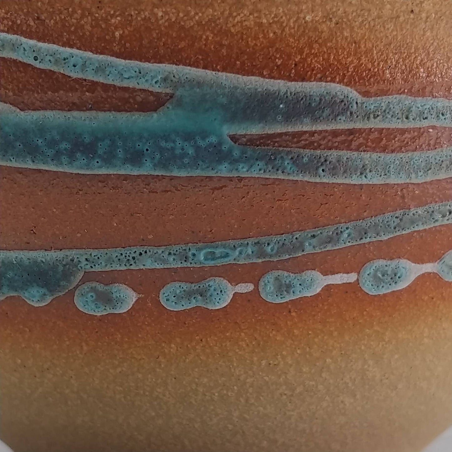 Breakfast Soup Salad Bowl: Turquoise Sandy with Trailing, Stoneware, Handmade Aesthetic Modern Cereal Oatmeal Bowl Stoneware Artisian Bowl
