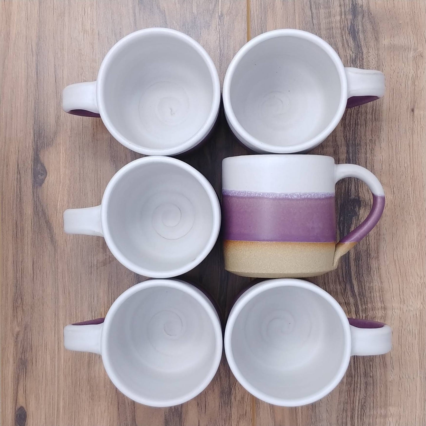 Handmade Ceramic Coffee Tea Mug Purple White 12-14 oz Earthy Rustic Modern Aesthetic Unique Pottery Contemporary Dinnerware Decor Gift