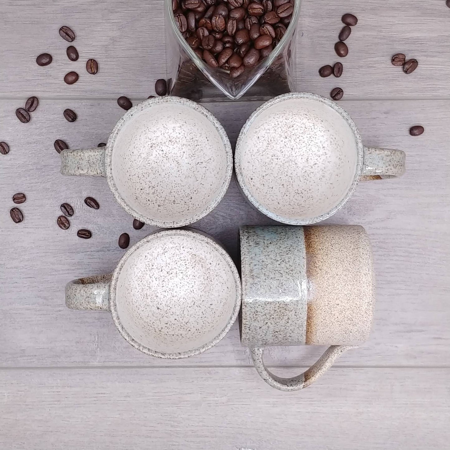 Handmade Ceramic Coffee Tea Mug Speckled Blue-Grey White 12-14 oz Earthy Rustic Modern Aesthetic Unique Pottery Contemporary Dinnerware Gift