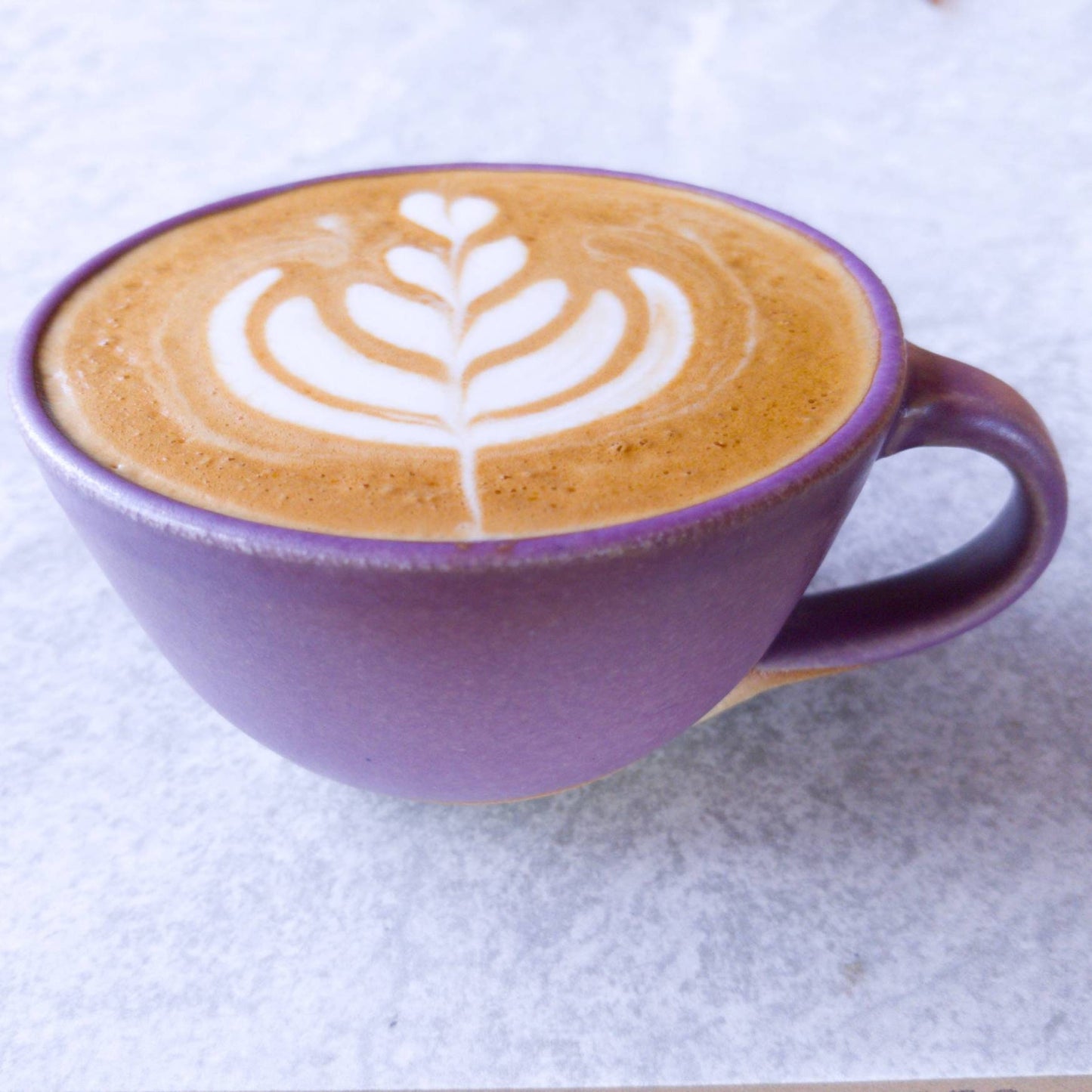 Cappuccino Cup, Latte Cup: Purple/White, approximately 8 - 10 oz, Stoneware, Handmade