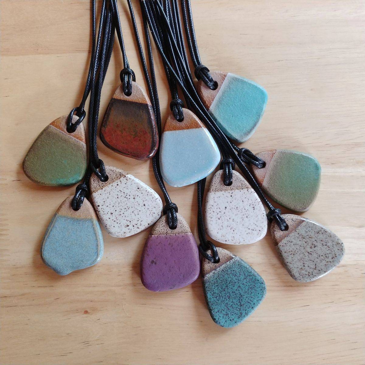 Necklace Pendant: Stoneware, Handmade