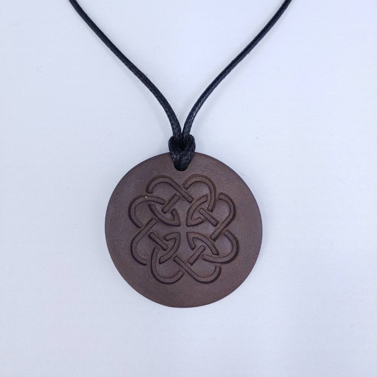 Necklace Pendant with One Aromatherapy Essential Oil: Dark Chocolate Stoneware, Handmade