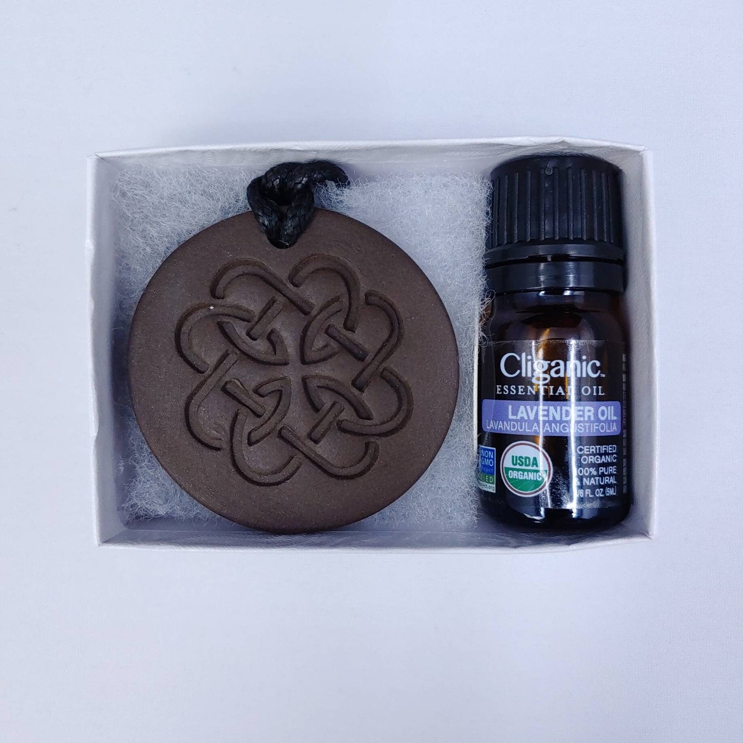 Necklace Pendant with One Aromatherapy Essential Oil: Dark Chocolate Stoneware, Handmade