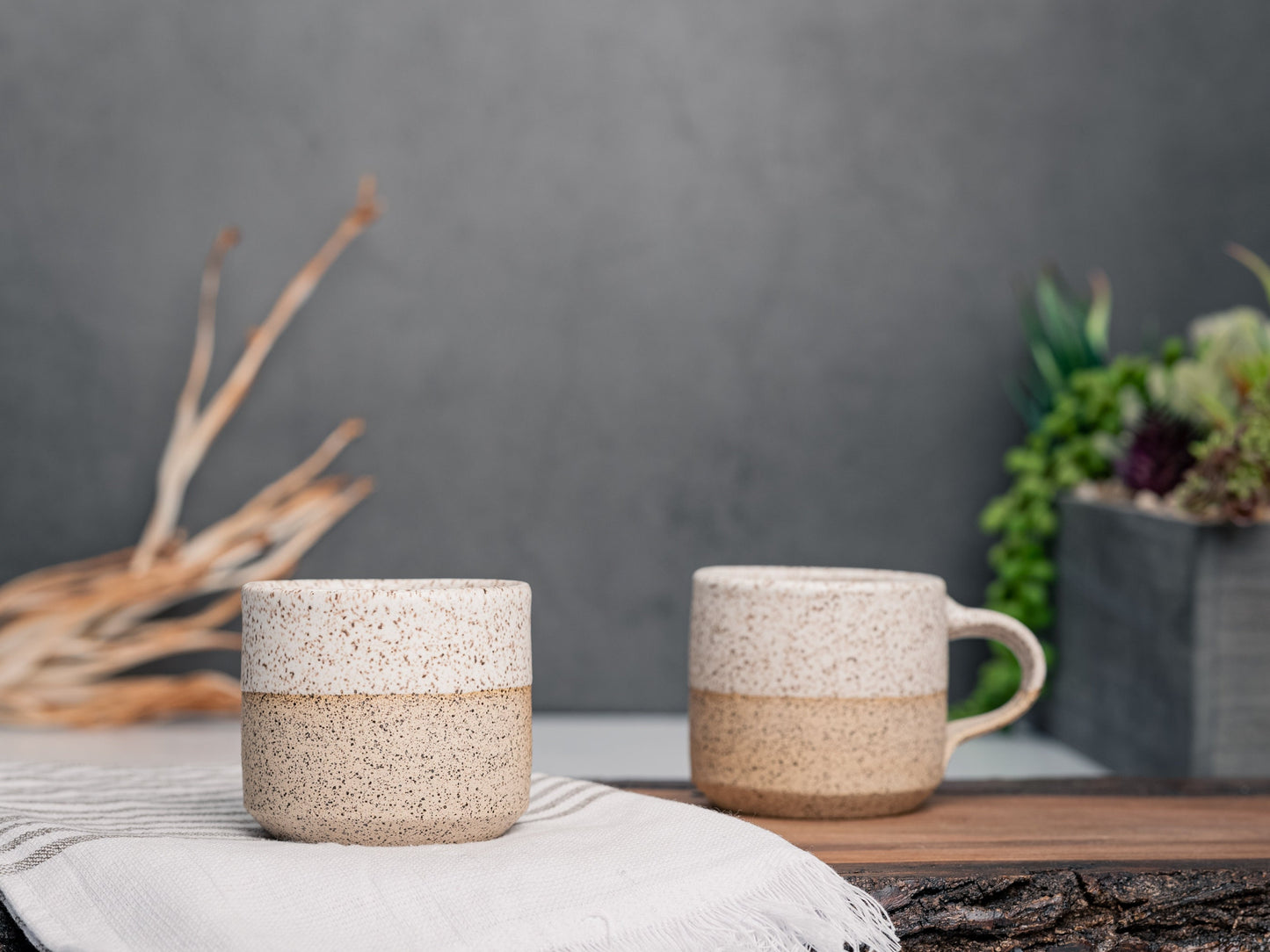 One Espresso/Cortado Cup (with or without handle): White/Speckle (4 - 5.5 oz), Stoneware, Handmade