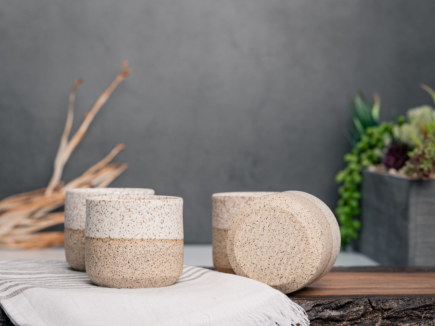 One Espresso/Cortado Cup (with or without handle): White/Speckle (4 - 5.5 oz), Stoneware, Handmade