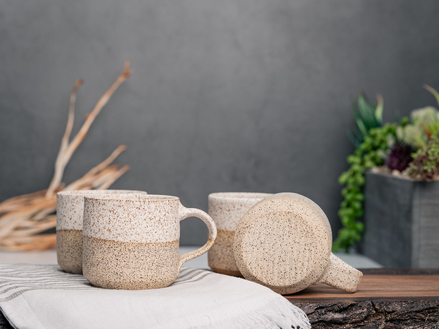 One Espresso/Cortado Cup (with or without handle): White/Speckle (4 - 5.5 oz), Stoneware, Handmade
