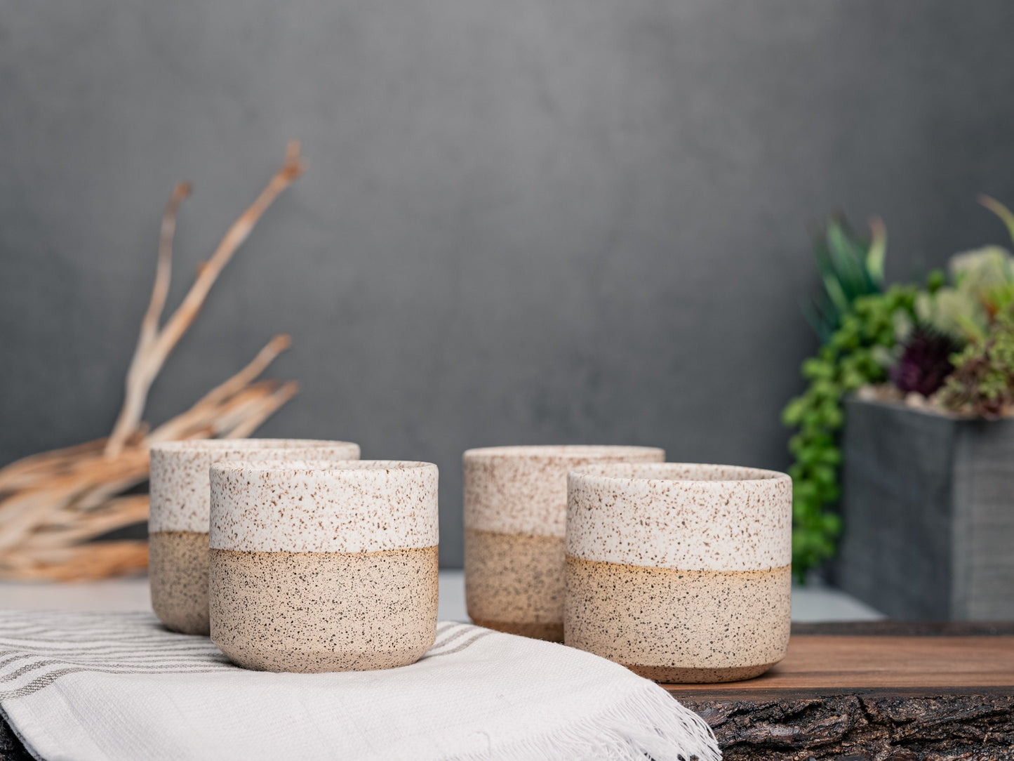 One Espresso/Cortado Cup (with or without handle): White/Speckle (4 - 5.5 oz), Stoneware, Handmade