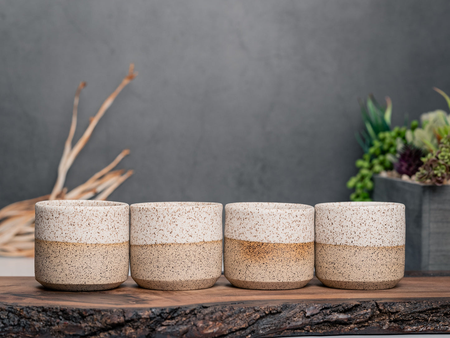 One Espresso/Cortado Cup (with or without handle): White/Speckle (4 - 5.5 oz), Stoneware, Handmade
