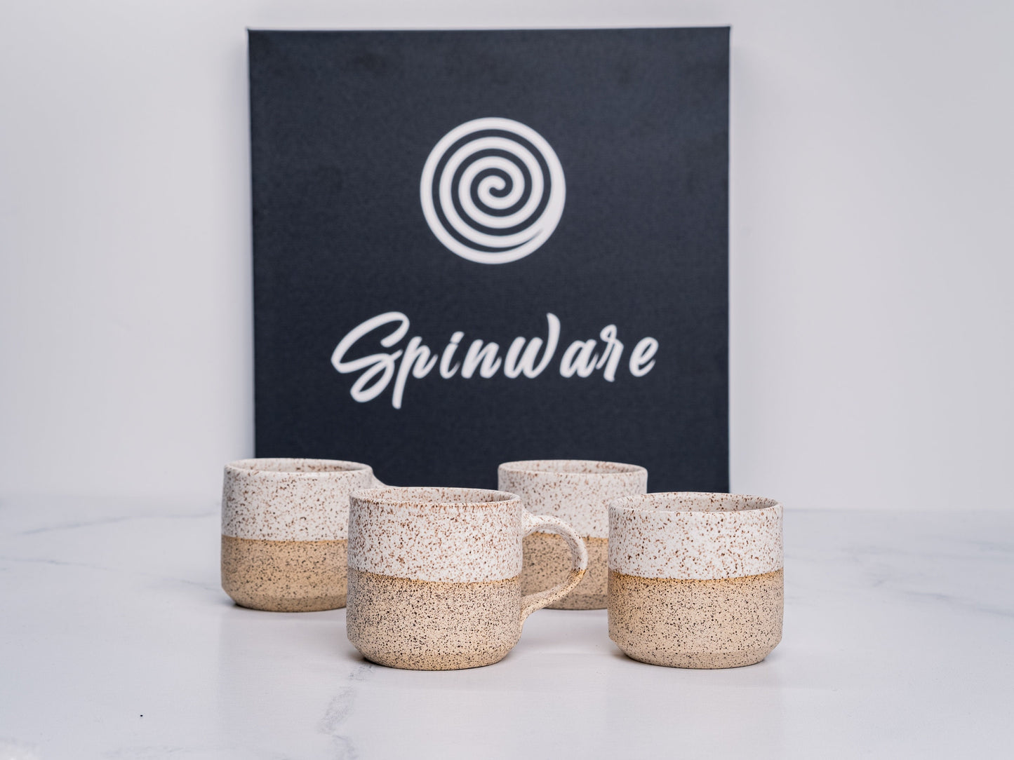 One Espresso/Cortado Cup (with or without handle): White/Speckle (4 - 5.5 oz), Stoneware, Handmade