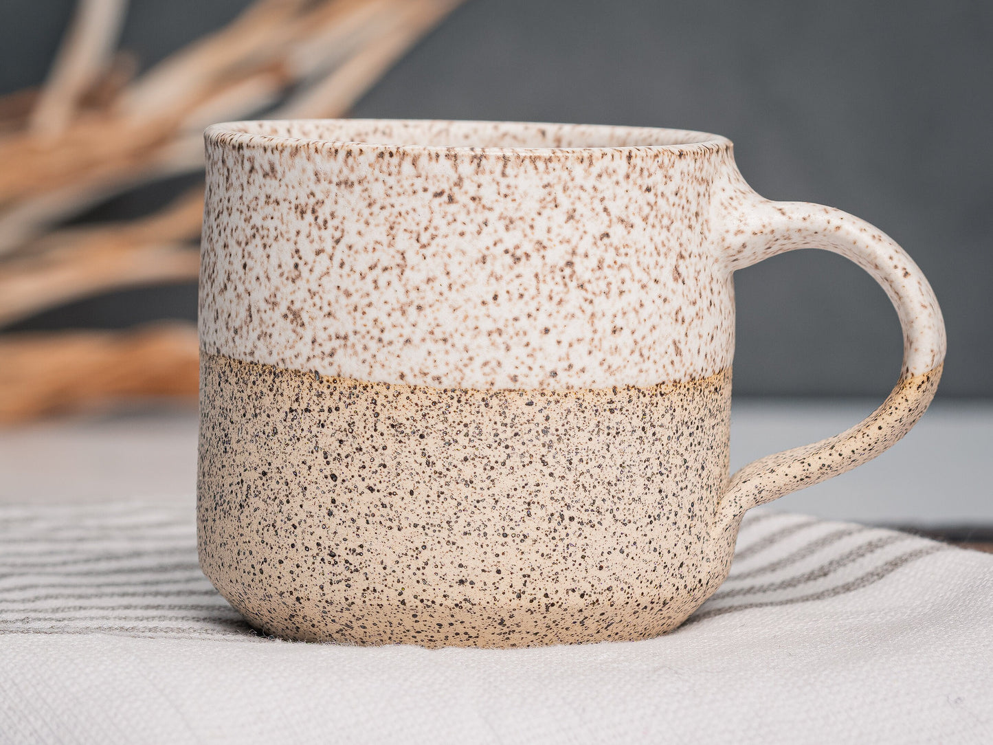 One Espresso/Cortado Cup (with or without handle): White/Speckle (4 - 5.5 oz), Stoneware, Handmade