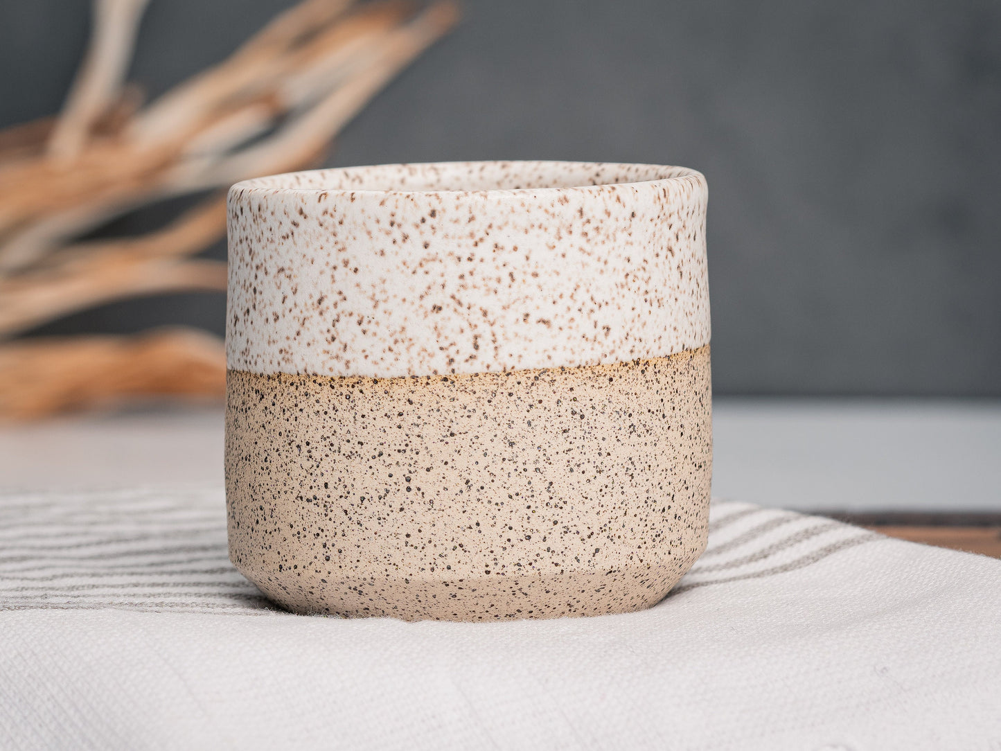 One Espresso/Cortado Cup (with or without handle): White/Speckle (4 - 5.5 oz), Stoneware, Handmade