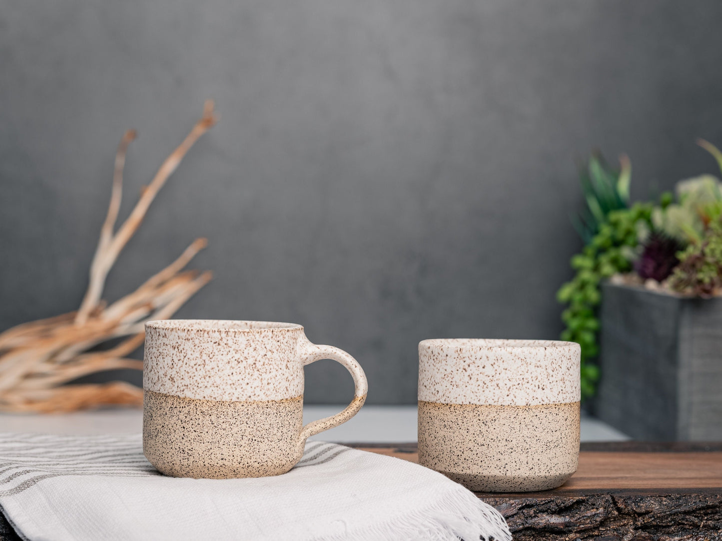 One Espresso/Cortado Cup (with or without handle): White/Speckle (4 - 5.5 oz), Stoneware, Handmade