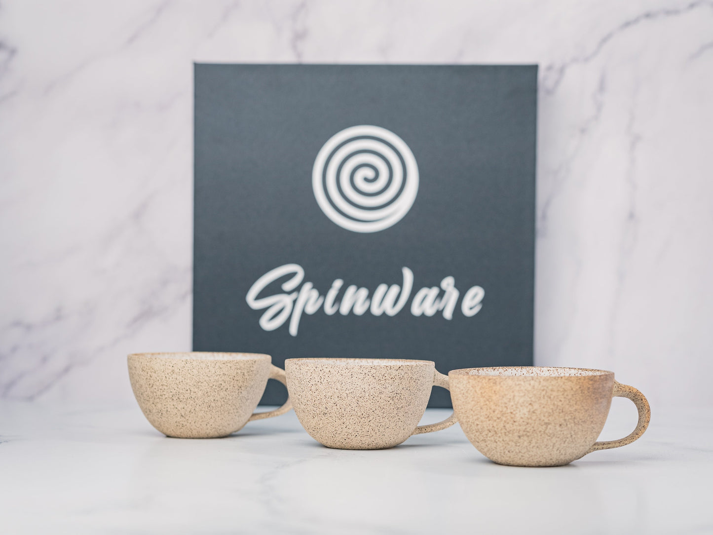 Cappuccino Cup, Latte Cup: White/Speckle, approximately 8 - 10 oz, Stoneware, Handmade