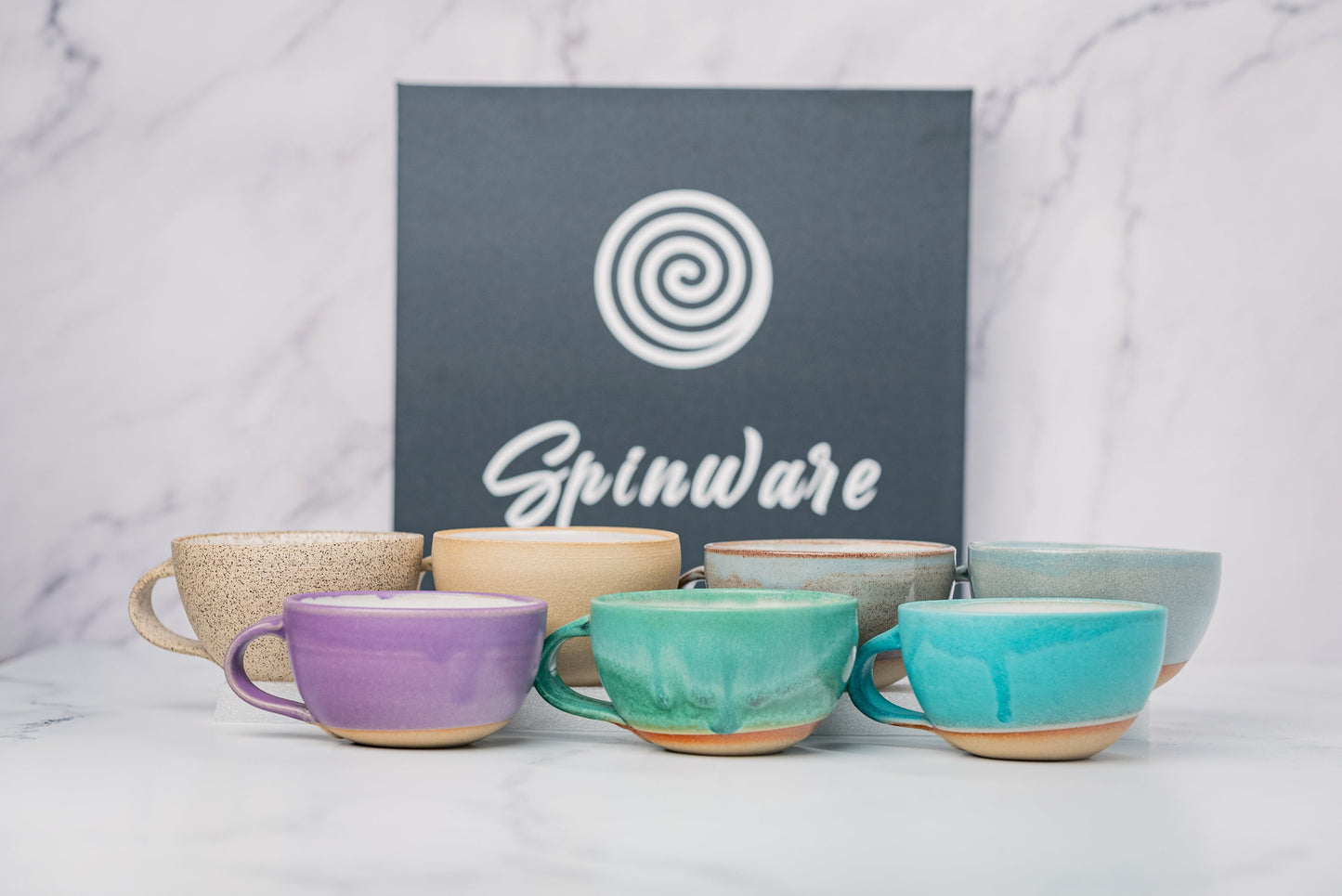 Cappuccino Cup, Latte Cup: Purple/White, approximately 8 - 10 oz, Stoneware, Handmade