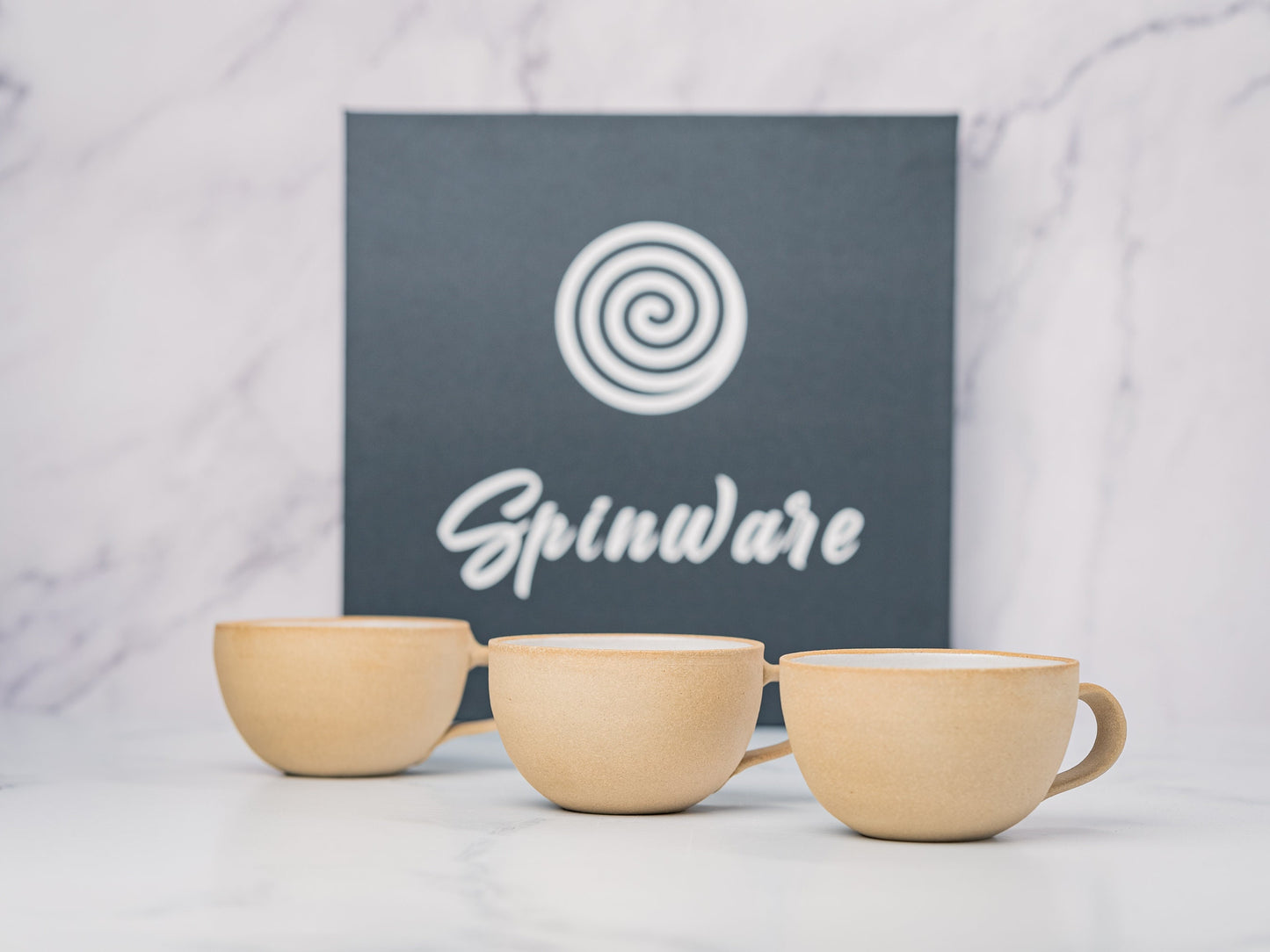 Cappuccino Cup, Latte Cup: Sandy/White, approximately 8 - 10 oz, Stoneware, Handmade