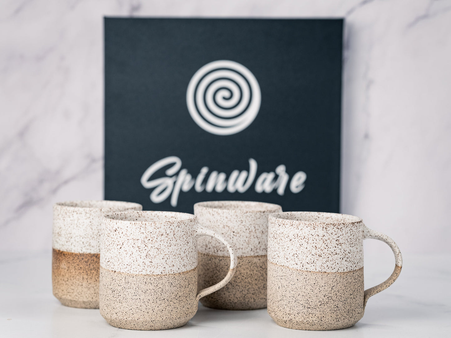 Handmade Ceramic Coffee Tea Mug Speckled White 12-14 oz Earthy Rustic Modern Aesthetic Unique Pottery Contemporary Dinnerware Decor Gift