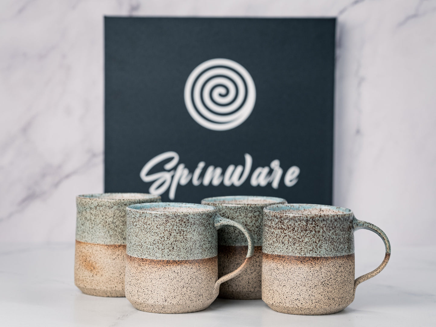 Handmade Ceramic Coffee Tea Mug Speckled Blue-Grey White 12-14 oz Earthy Rustic Modern Aesthetic Unique Pottery Contemporary Dinnerware Gift
