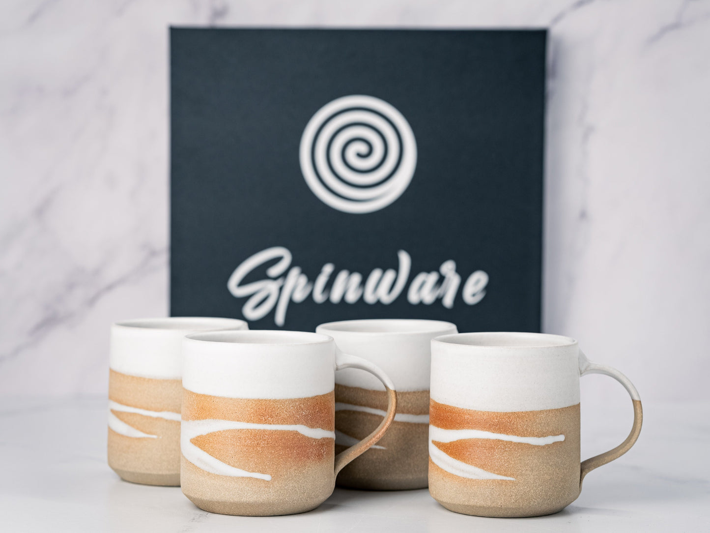 Handmade Ceramic Coffee Tea Mug Sandy White w/Trailing 12-14 oz Earthy Rustic Modern Aesthetic Unique Pottery Contemporary Dinnerware Gift
